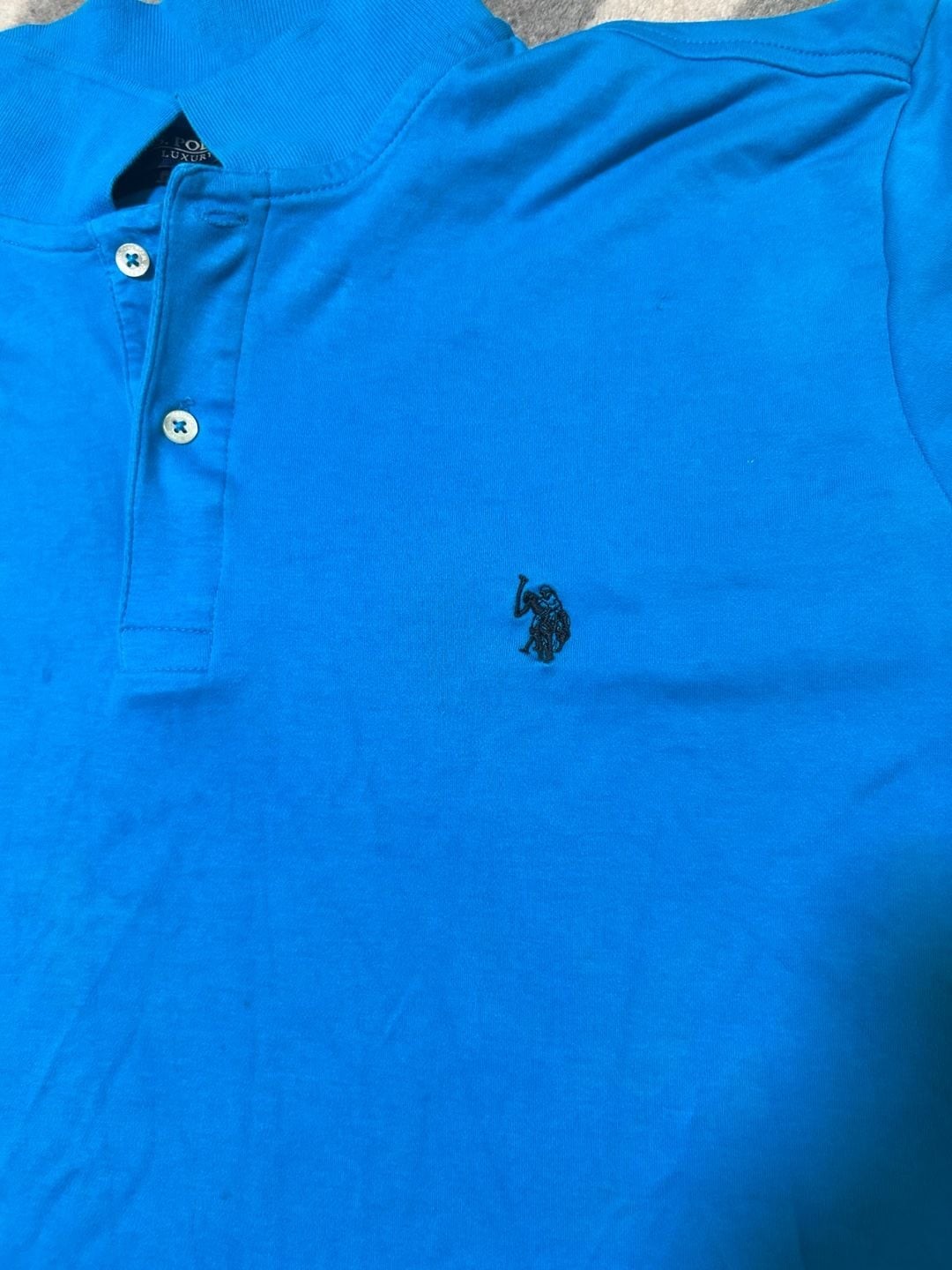 U.S. Polo Assn. Men’s Luxury Feel Blue Short Sleeve Interlock Polo Shirt Size XL