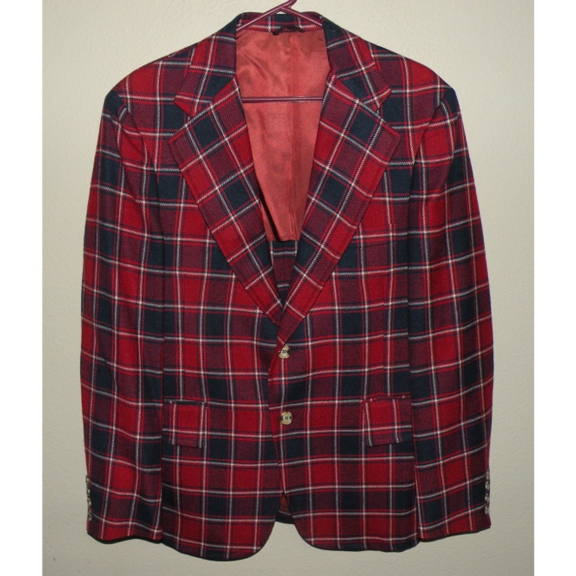 Vtg Mosher’s Ltd. Deansgate Men’s 42 Jacket Sport Coat Red Plaid Wool Blend