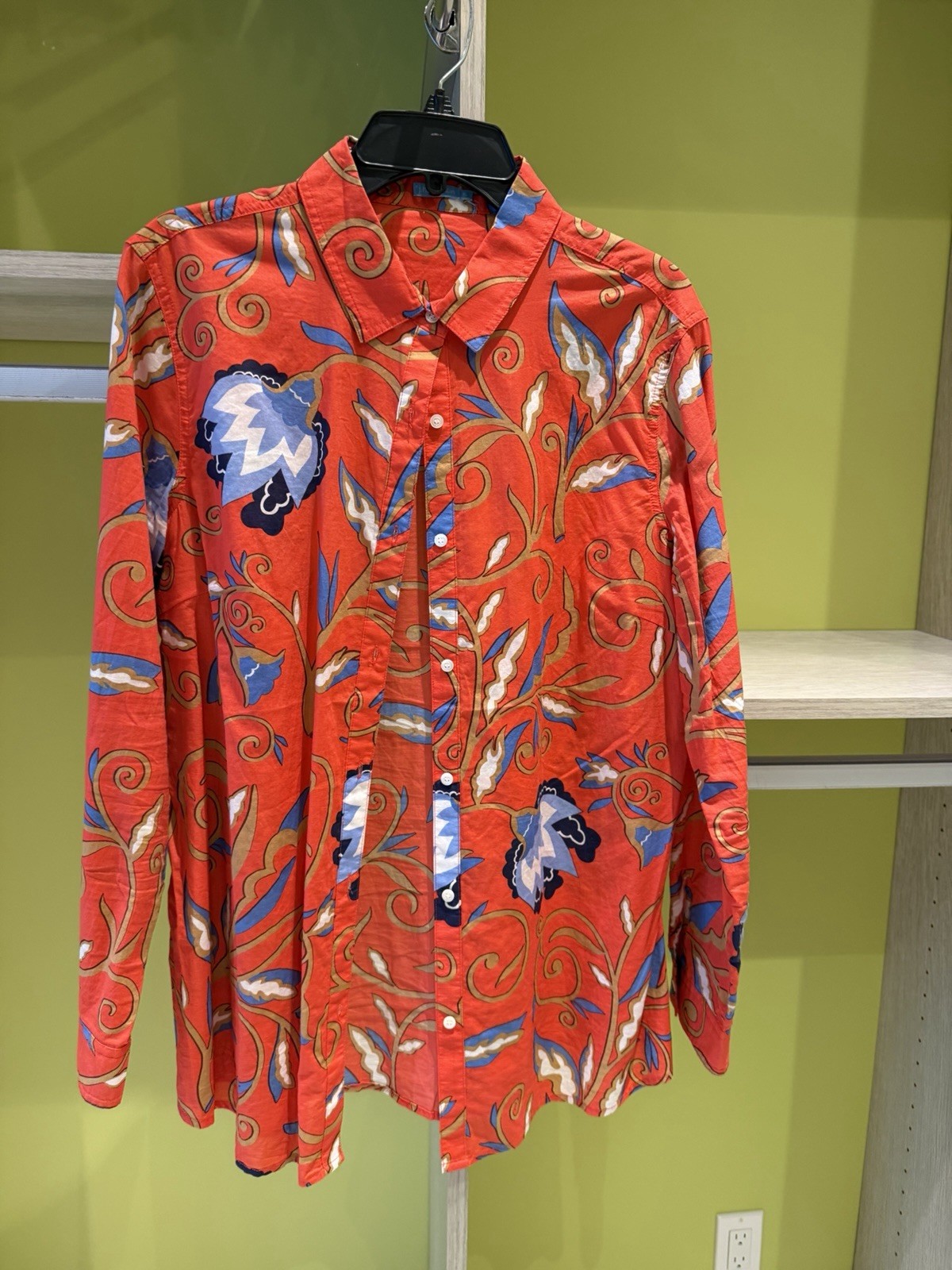 J. McLaughlin Orange Printed Shirt Size XL