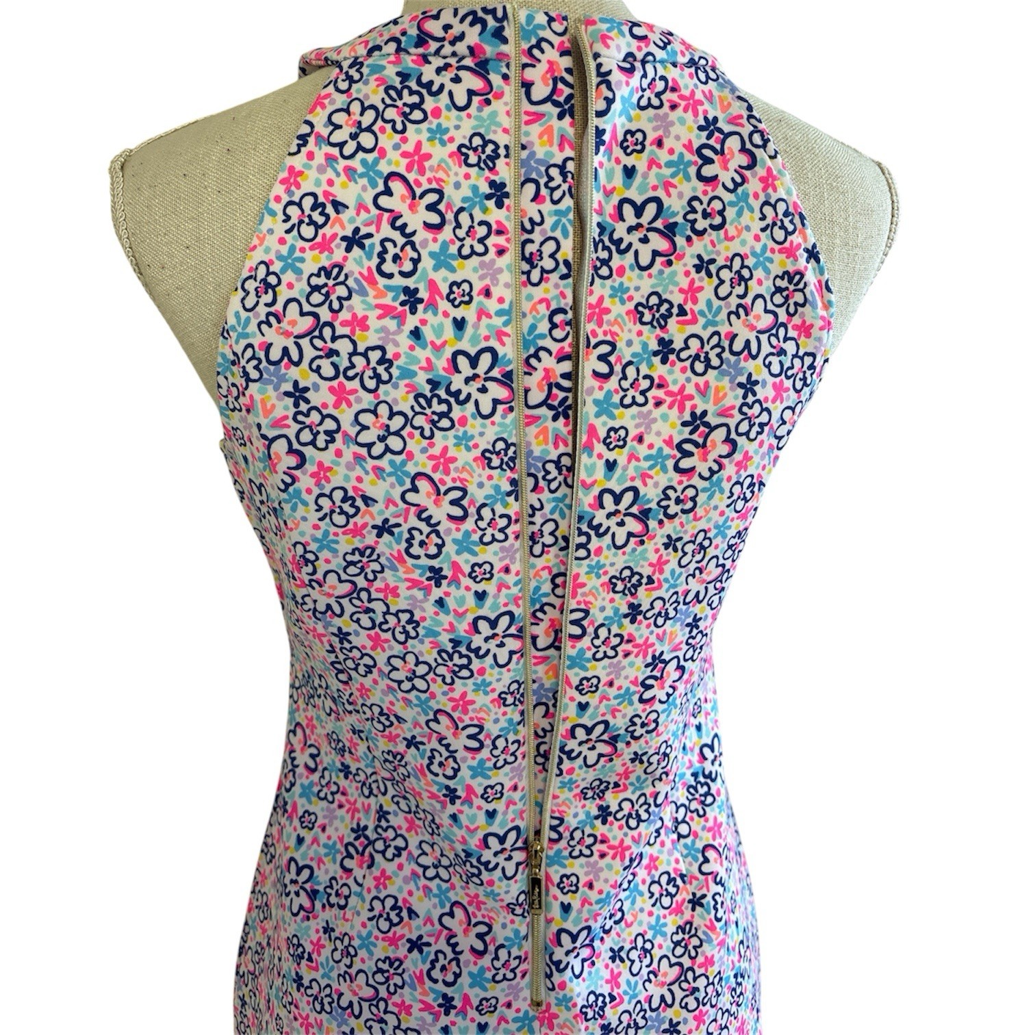 Lilly Pulitzer Girls Floral Halter Sheath Dress in Pink & BlueSz/16 Woman/S