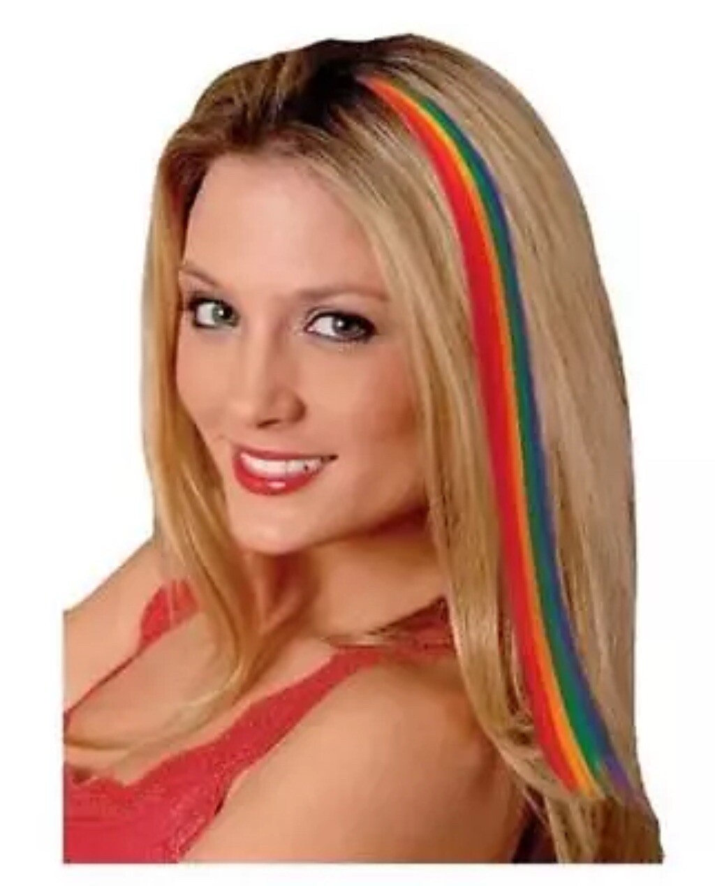Rainbow Hair Extension lot of 2 Long Pride Fancy Dress Halloween Costume
