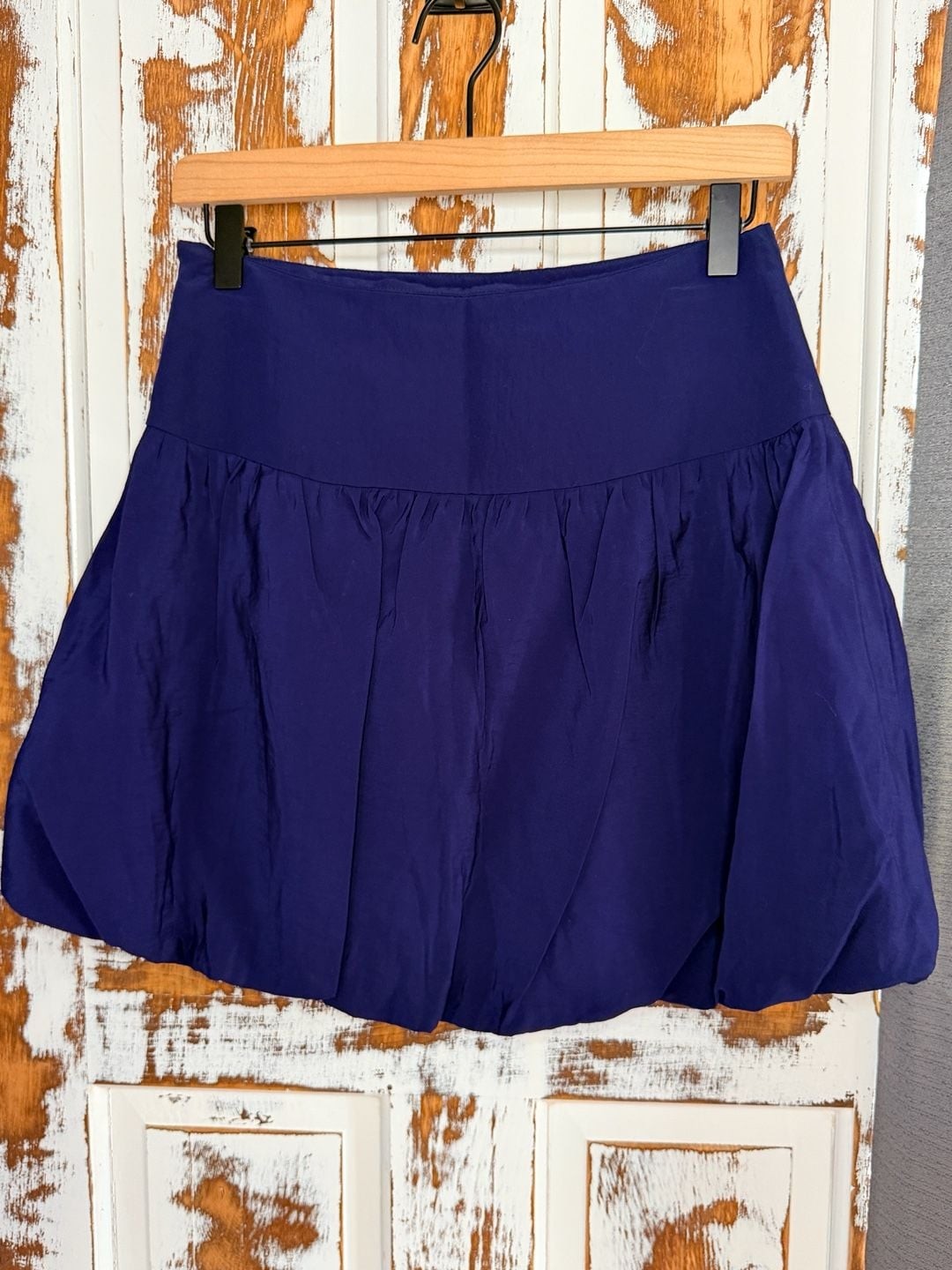 Long Sleeve Peplum Top Size XS White & Bubble Hem Mini Skirt Size 2 Navy 2pc Set