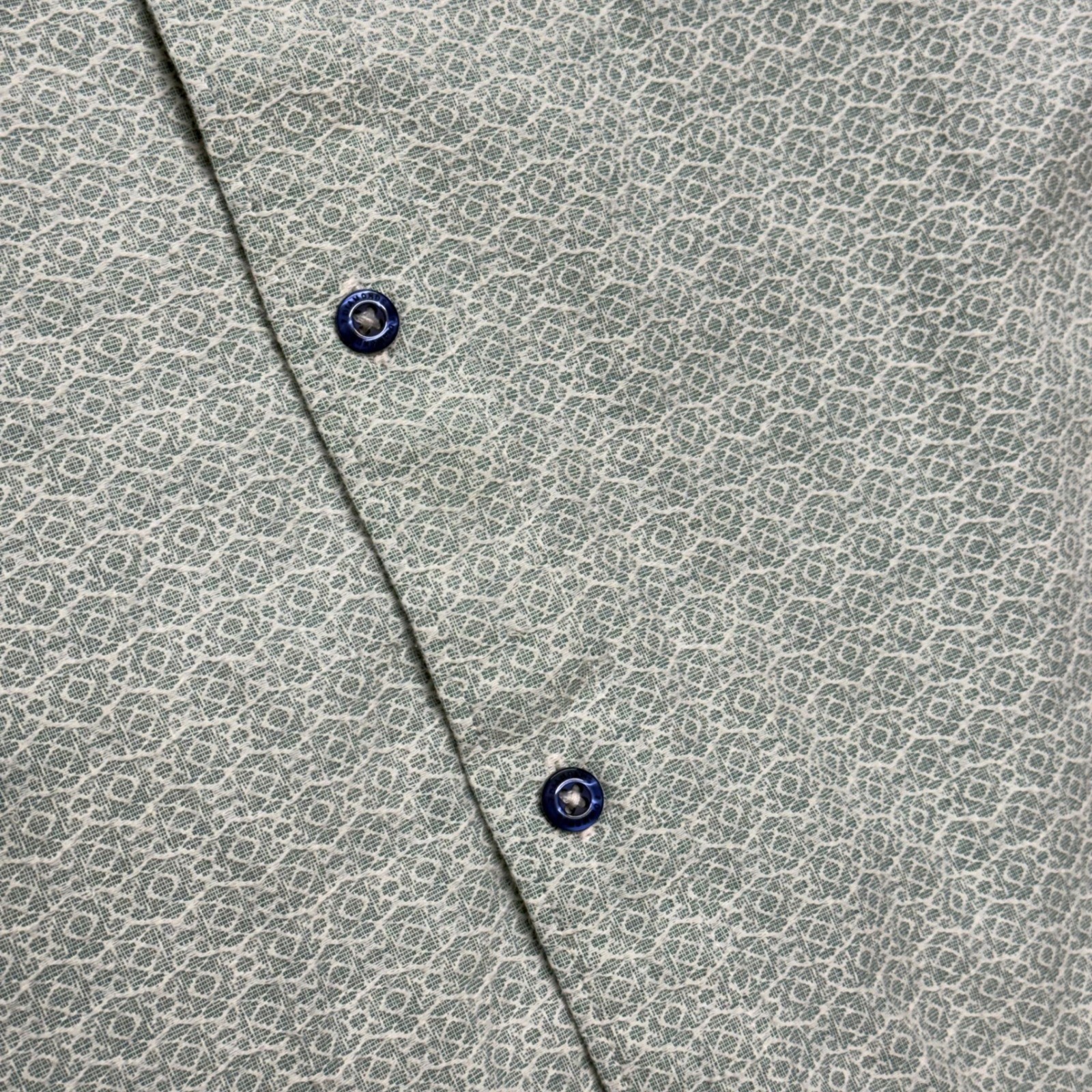 7 Diamonds Zenith Jacquard Stretch Shirt Mens Large Green SS Button Down