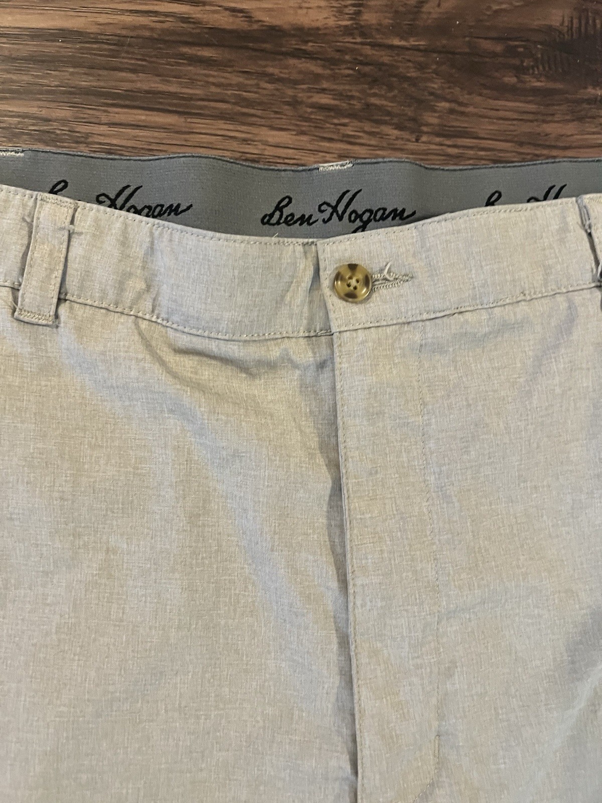 Ben Hogan Men’s Beige Polyester Elastane Chino Shorts Flat Front