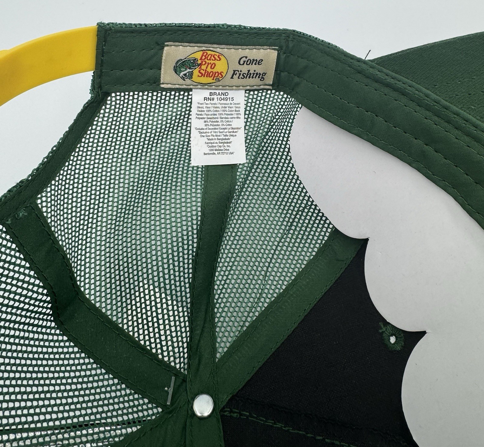 Bass Pro Shops Black Mesh Snapback Trucker Hat Green/Yellow O/S