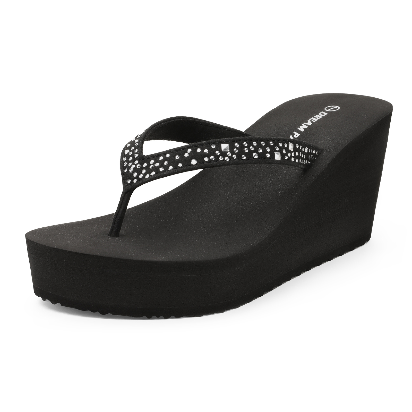 Women Flip Flops High Wedge Heel Platform T-strap Open Toe Thong Beach Sandals