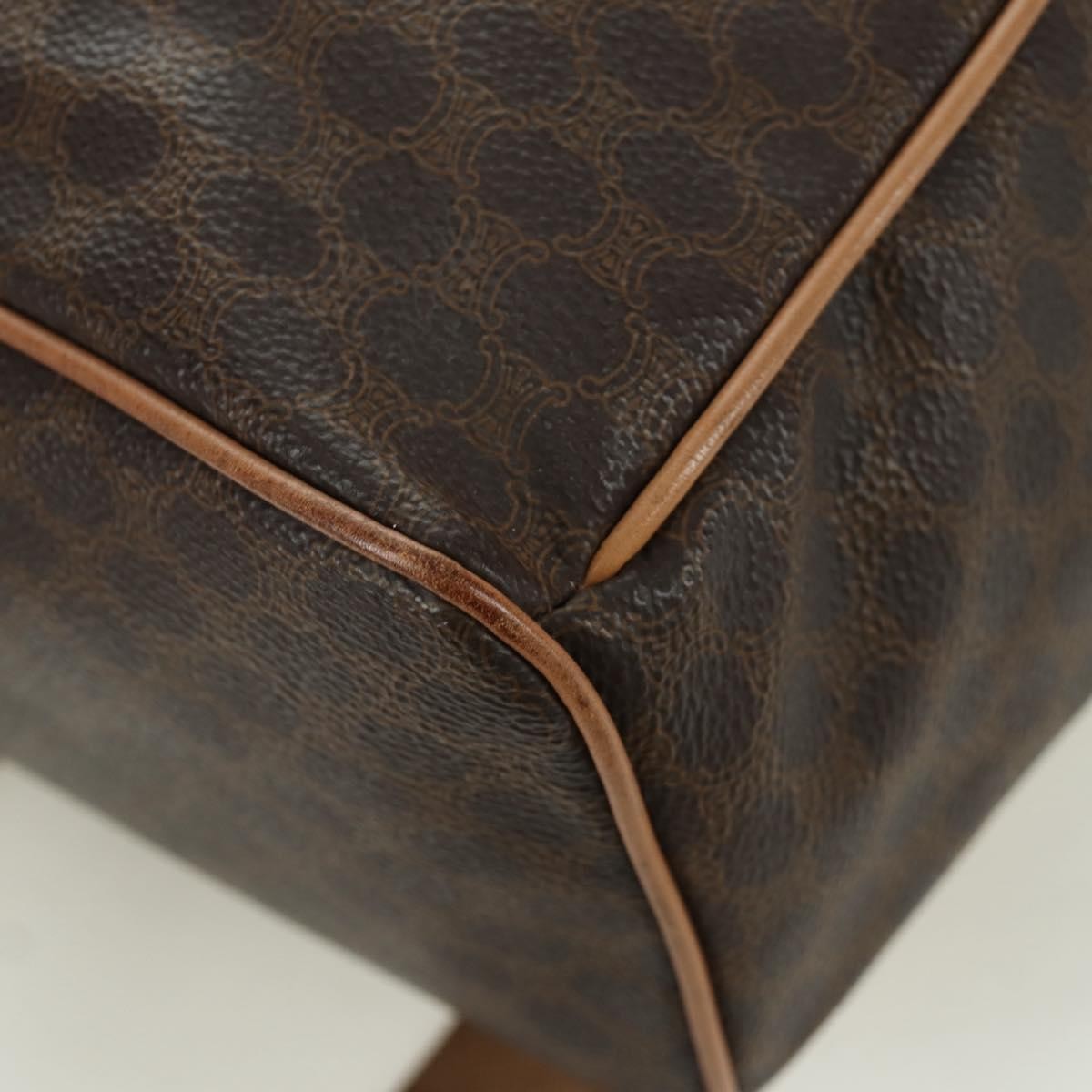 CELINE Macadam Canvas Backpack PVC Leather Brown Gold Auth am11186A