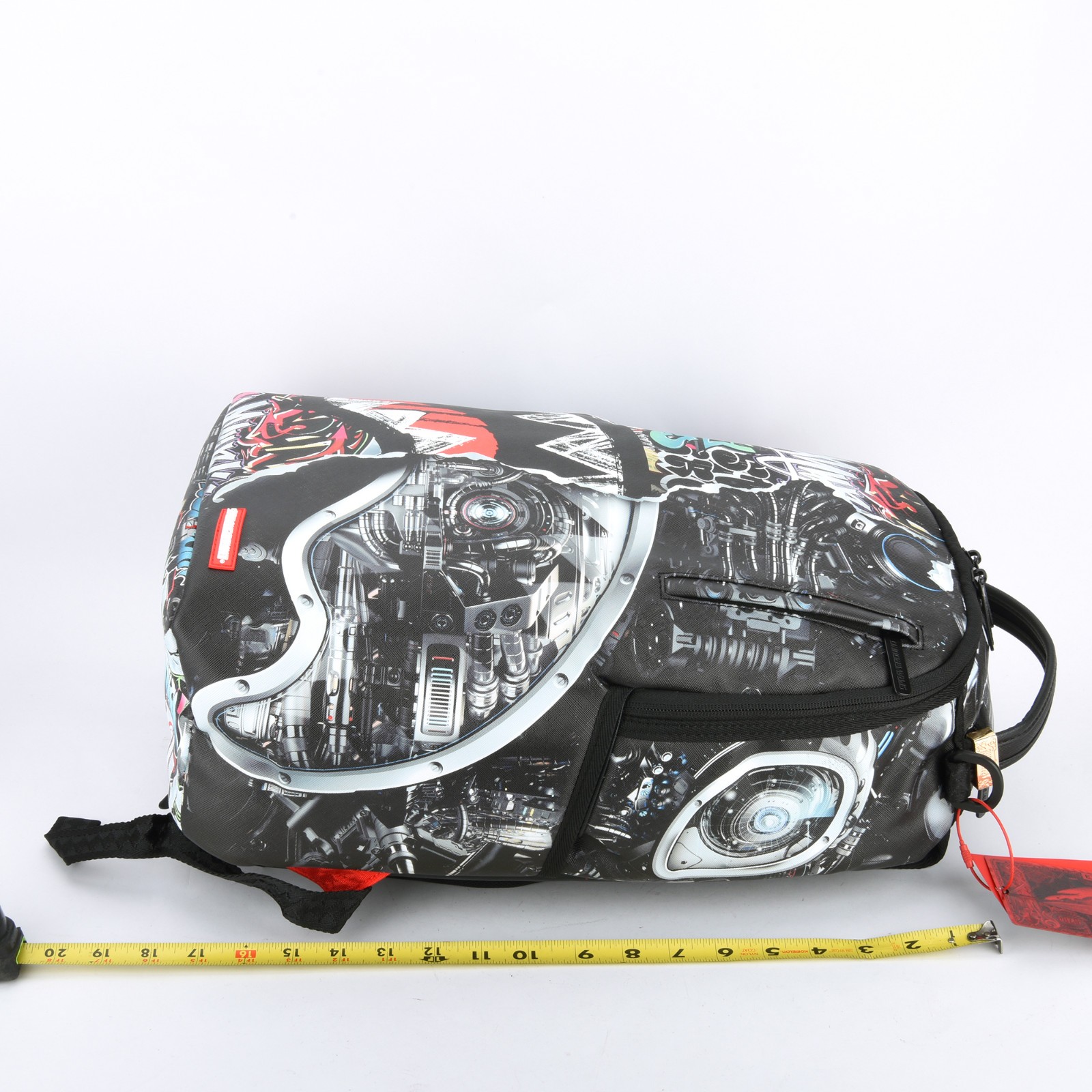 Sprayground New City Android Shark Leather Bag zipper Backpack Unisex Black