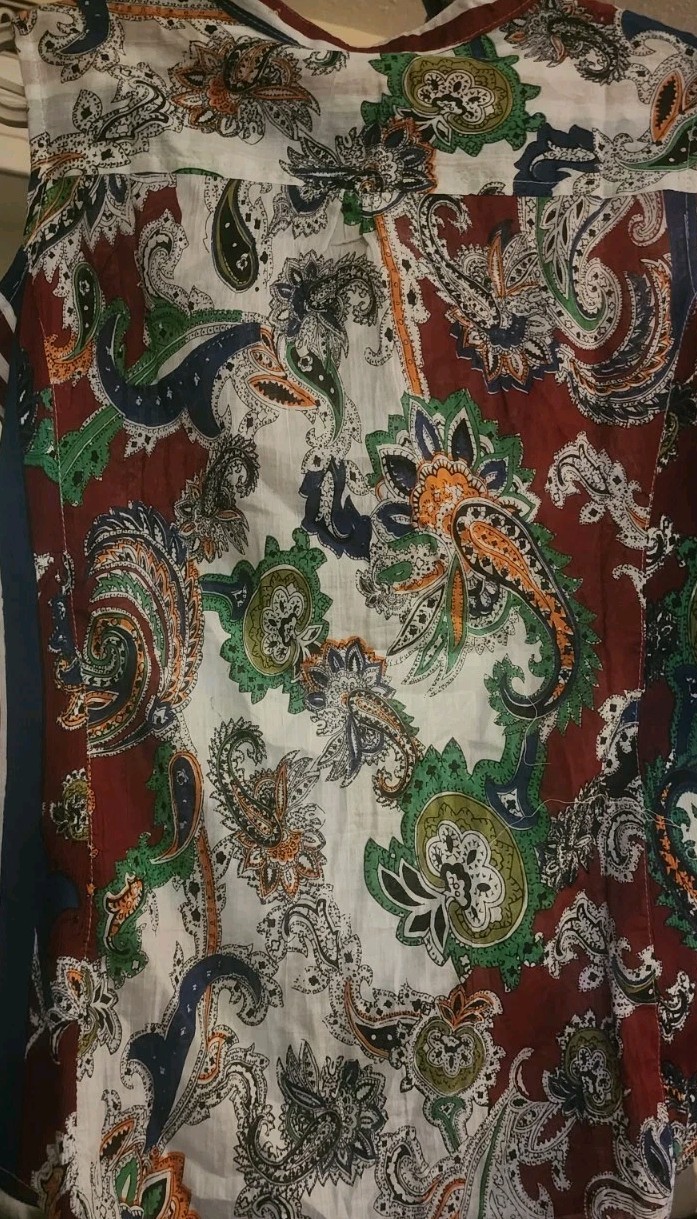 Magazine Floral Design Blouse 1/2 Buttondown Shirt Sleeveless Large NWT B15
