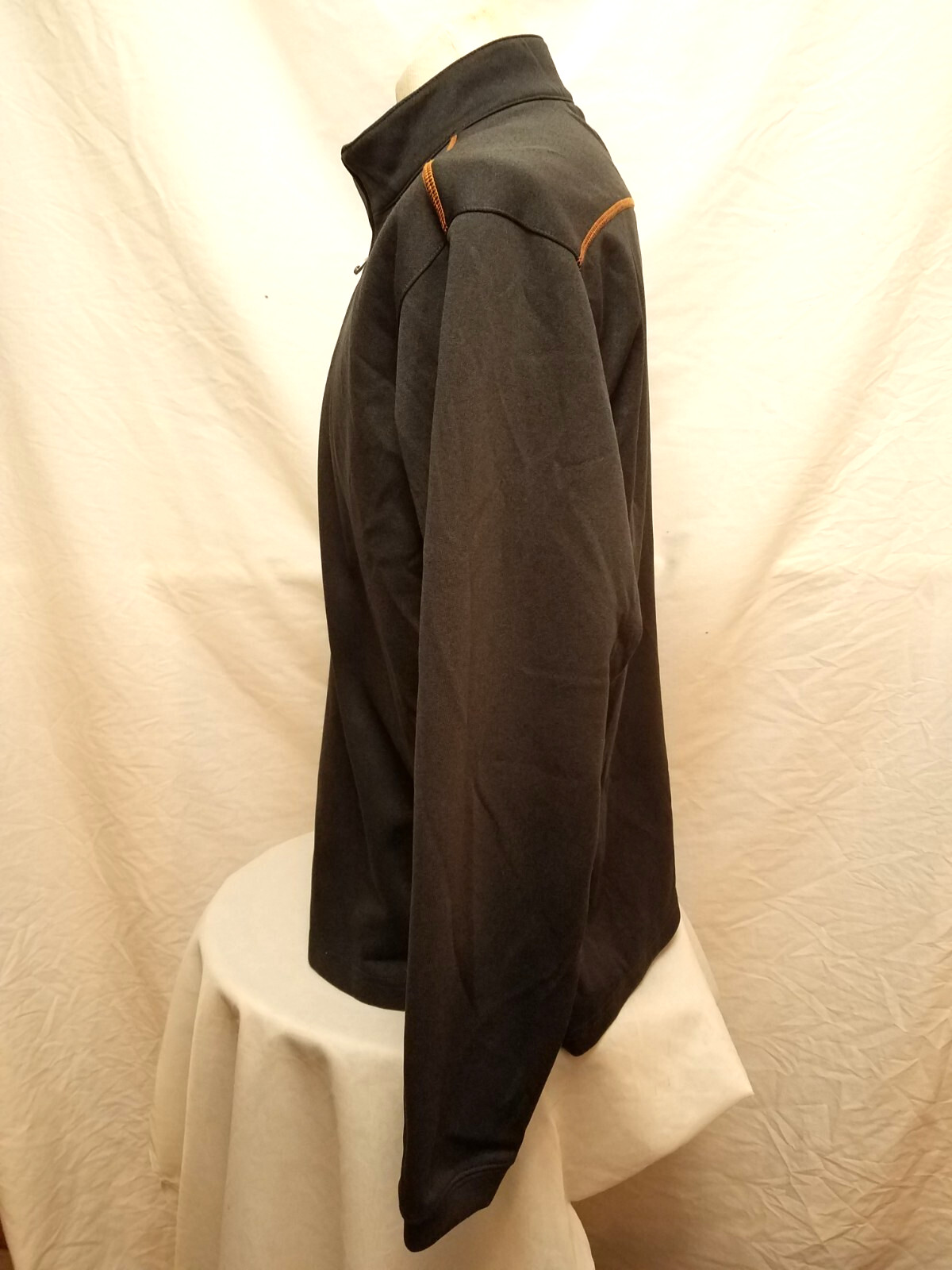 Pebble Beach Performance Charcoal Gray Orange Stitching 1/4 Zip Pullover Large