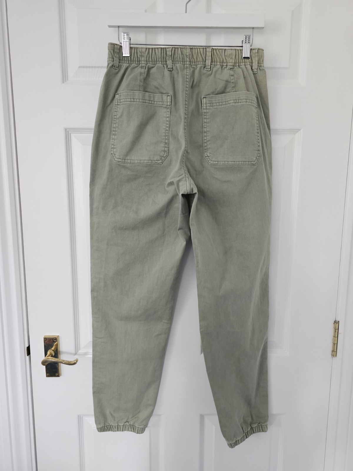 EX M&S Chino Trousers Cuffed Size 10 Cotton Blend Soft Green Elasticated BNWOT