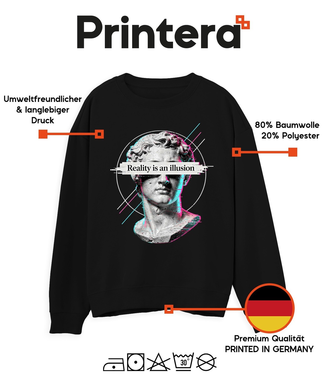 Reality is an illusion David Statue Glitch Art Unisex Sweatshirt Jumper