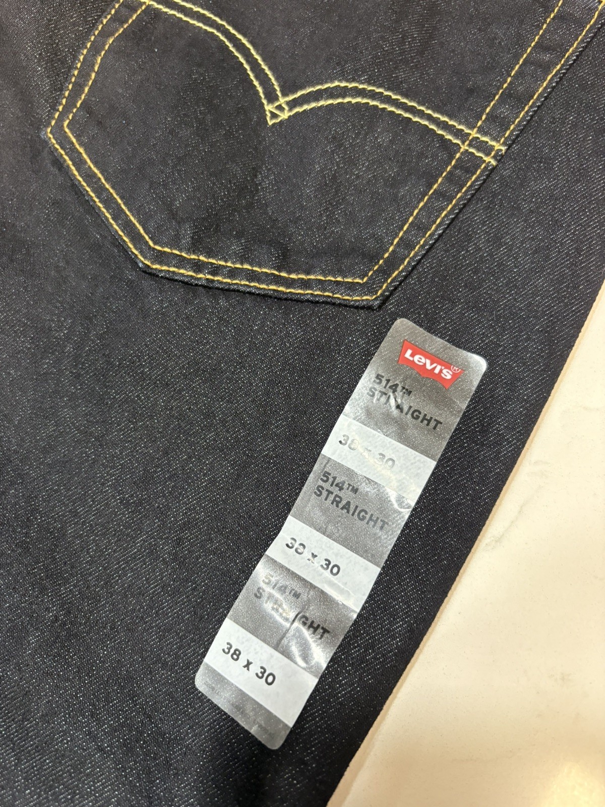 Levi’s 514 Regular Fit Zip Fly Straight Denim Jeans 38X30 Mens Dark Blue Stretch