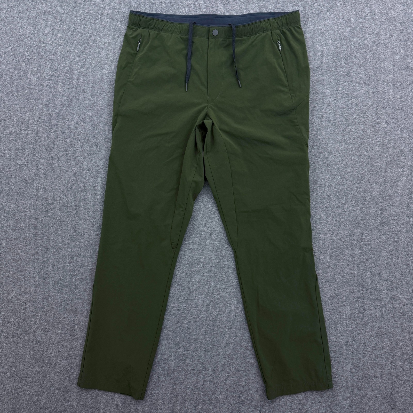 Paskho Travel Pants Mens XL Green Drawstring Zip Pocket Stretch Jogger P1007