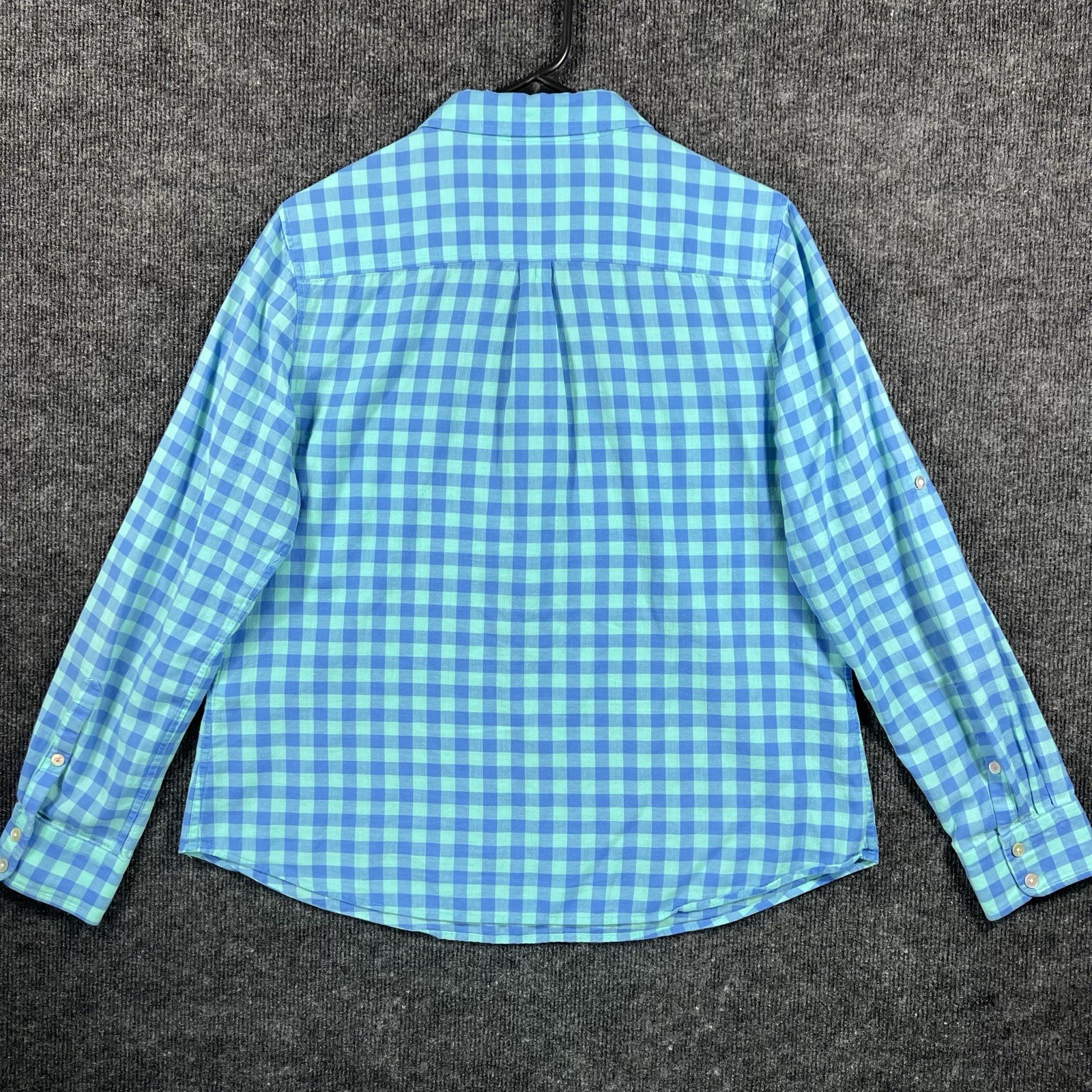 Vineyard Vines Women’s Gingham Popover Shirt Size 12 Turquoise/Blue Check