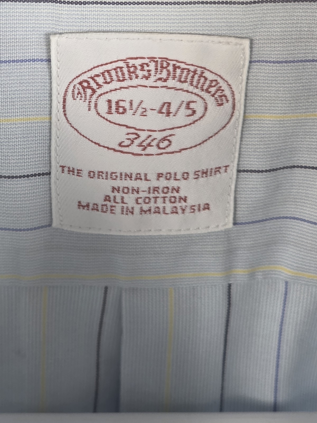 Brooks Brothers 346 Men’s 16 1/2-4/5 Cotton Blue Long Sleeve Shirt
