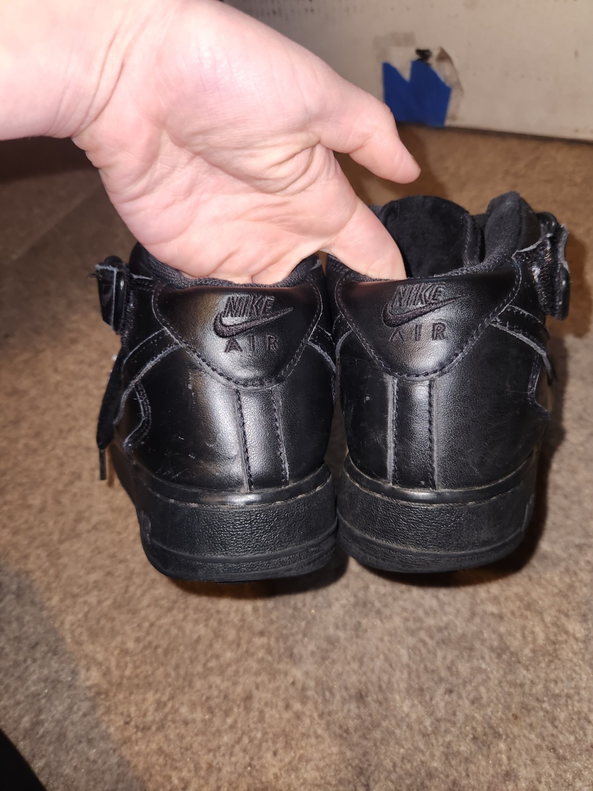 Nike Air Force 1 Mid Sneakers | Ankle Strap Laces | Black | 2019 | M9