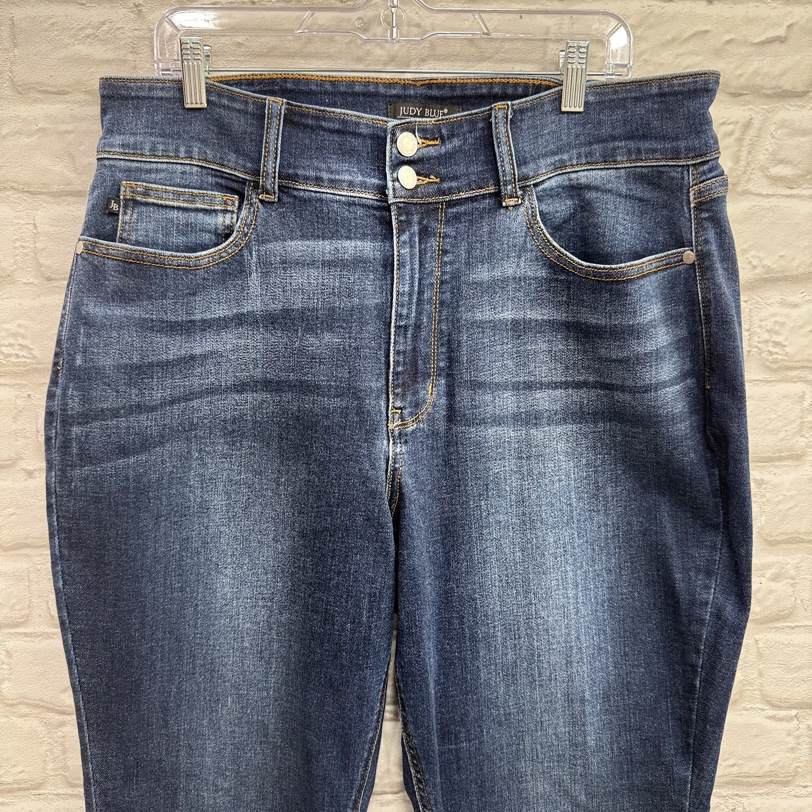 Judy Blue Jeans Womens 18W High Rise Dark Wash Bootcut Stretch Distressed Fringe