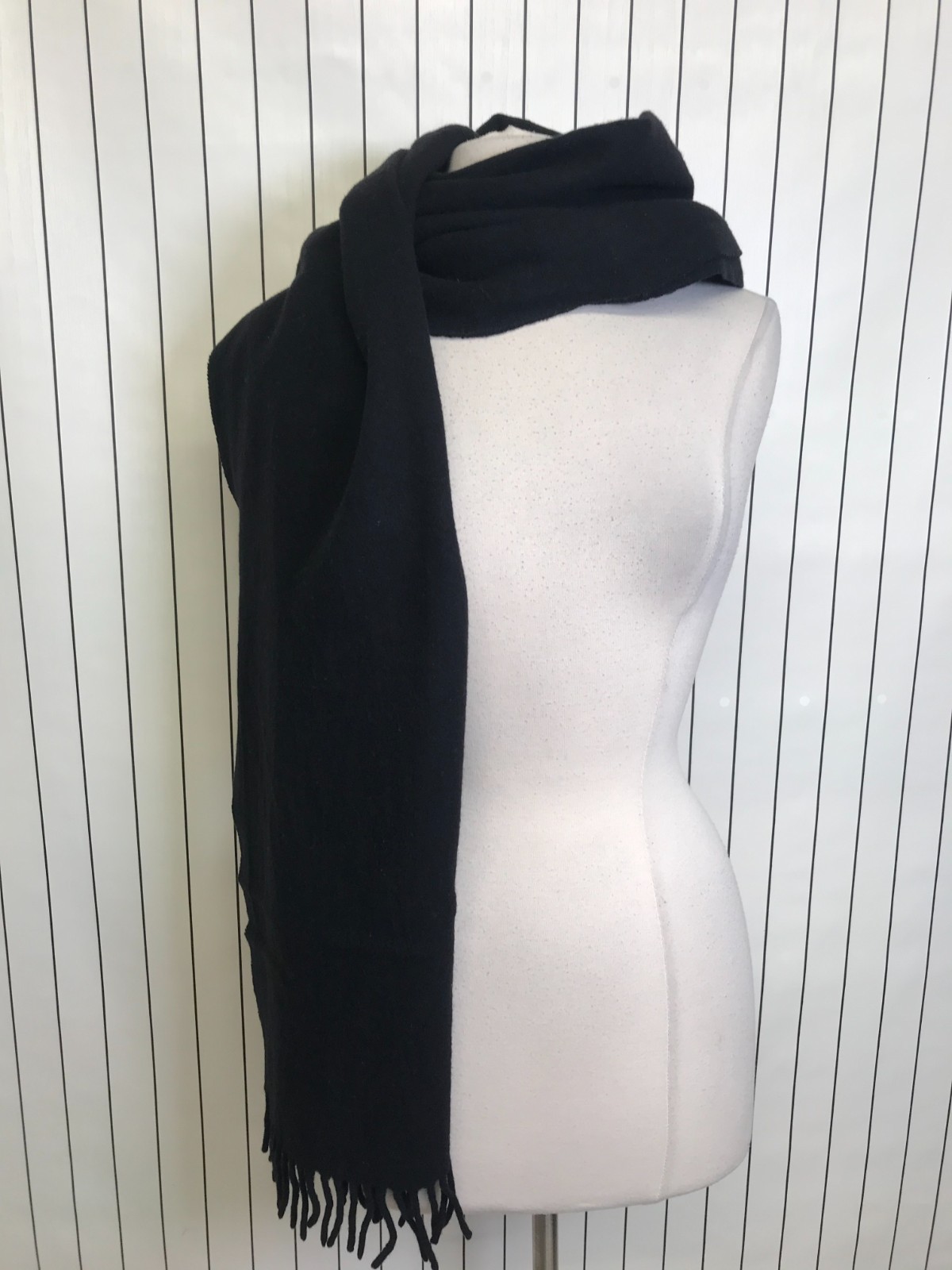 Acne Studios Wool Black Fringe Scarf 200cm X 70cm