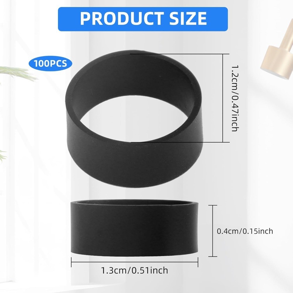 Silicone Rubber Bands 100 PCS Small Black Elastic Bands Heavy Duty Non Slip