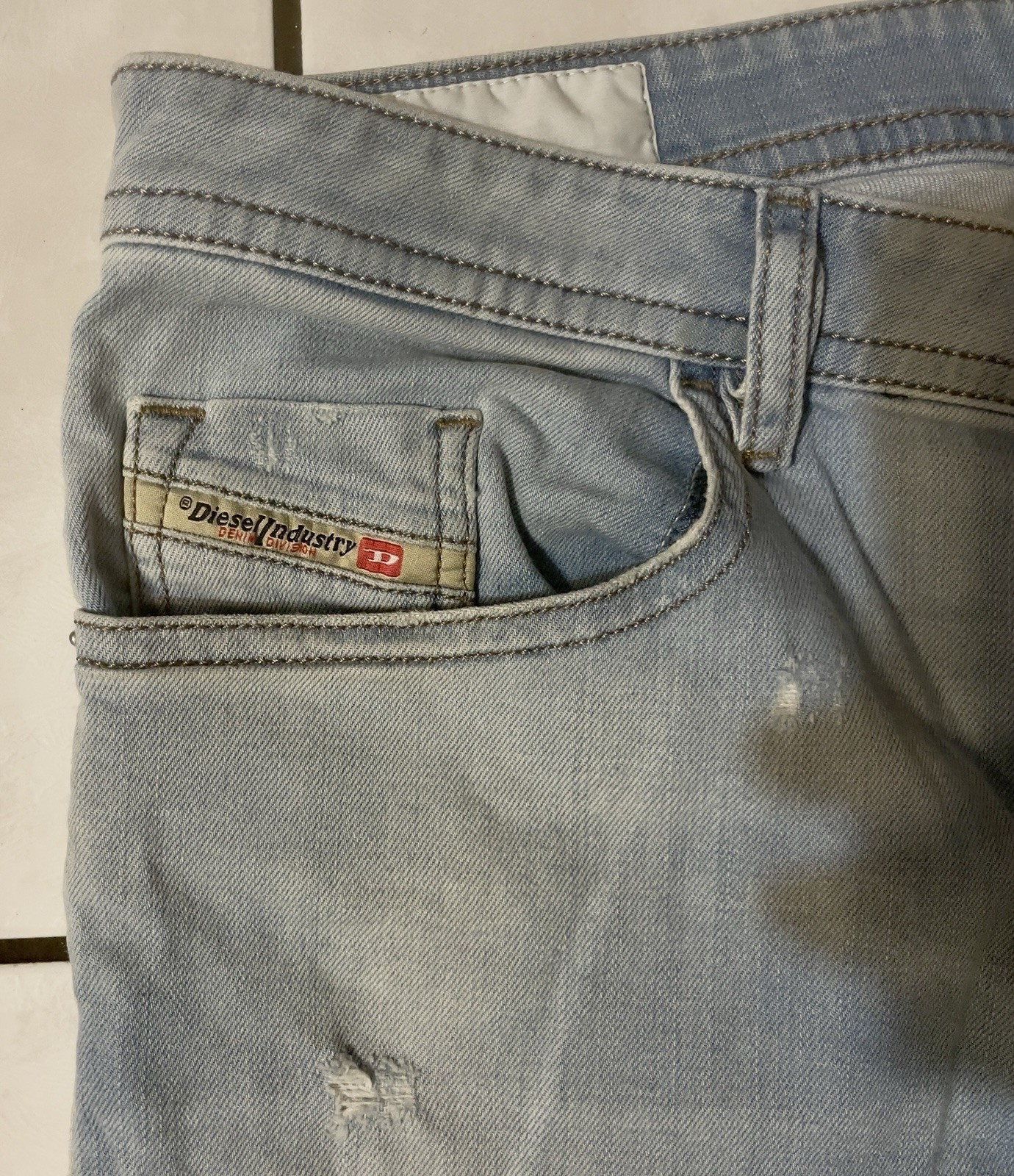 DIESEL Thommer Slim-Skinny 081AR Stretch Jeans Men’s W36/L32 Whiskers Faded