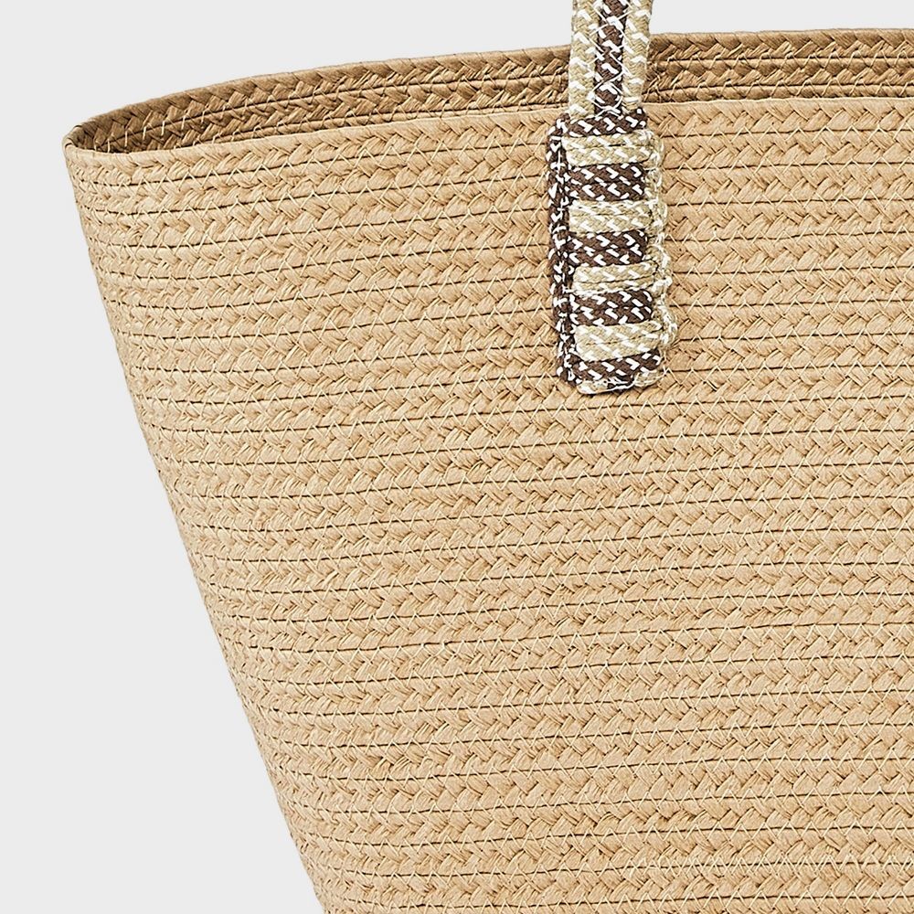 Straw Large Tote Bag with Fish Charm – Universal Thread Natural/Brown