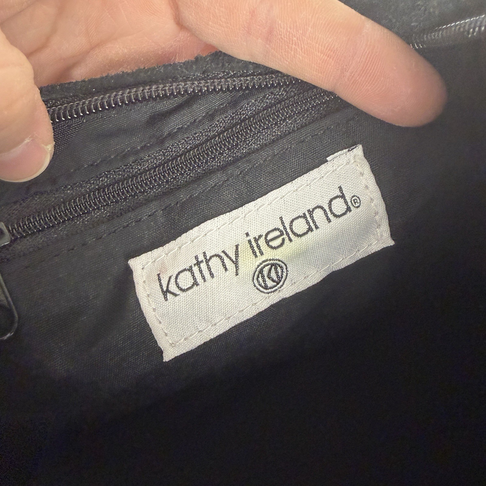 Kathy Ireland Y2K Mini Small Handbag Purse Black Leather Suede Casual Simple