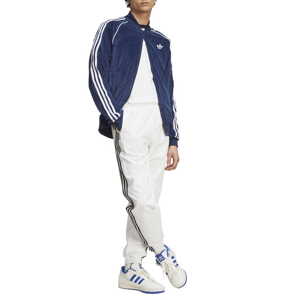 adidas Sst Adicolor Velour Full Zip Track Jacket Mens Blue Casual Athletic Outer