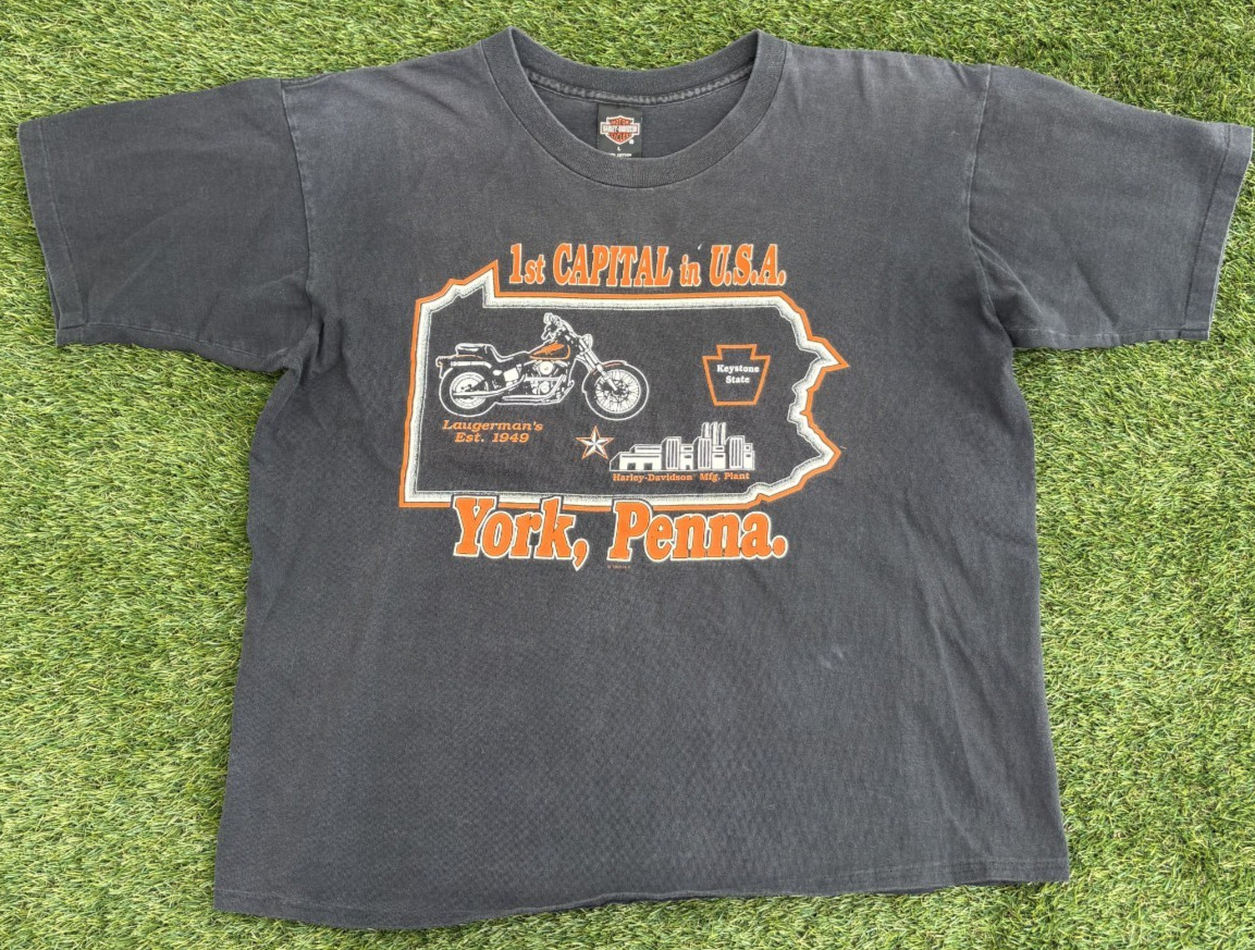 Vintage 90s York, Penna Harley Davidson Shirt Single Stitch Motorcycle Biker Tee