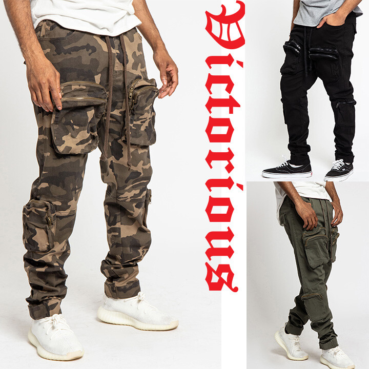 Victorious Men’s Utility Front Big Pocket Cargo Jogger Pants JG3034EY S~5XL