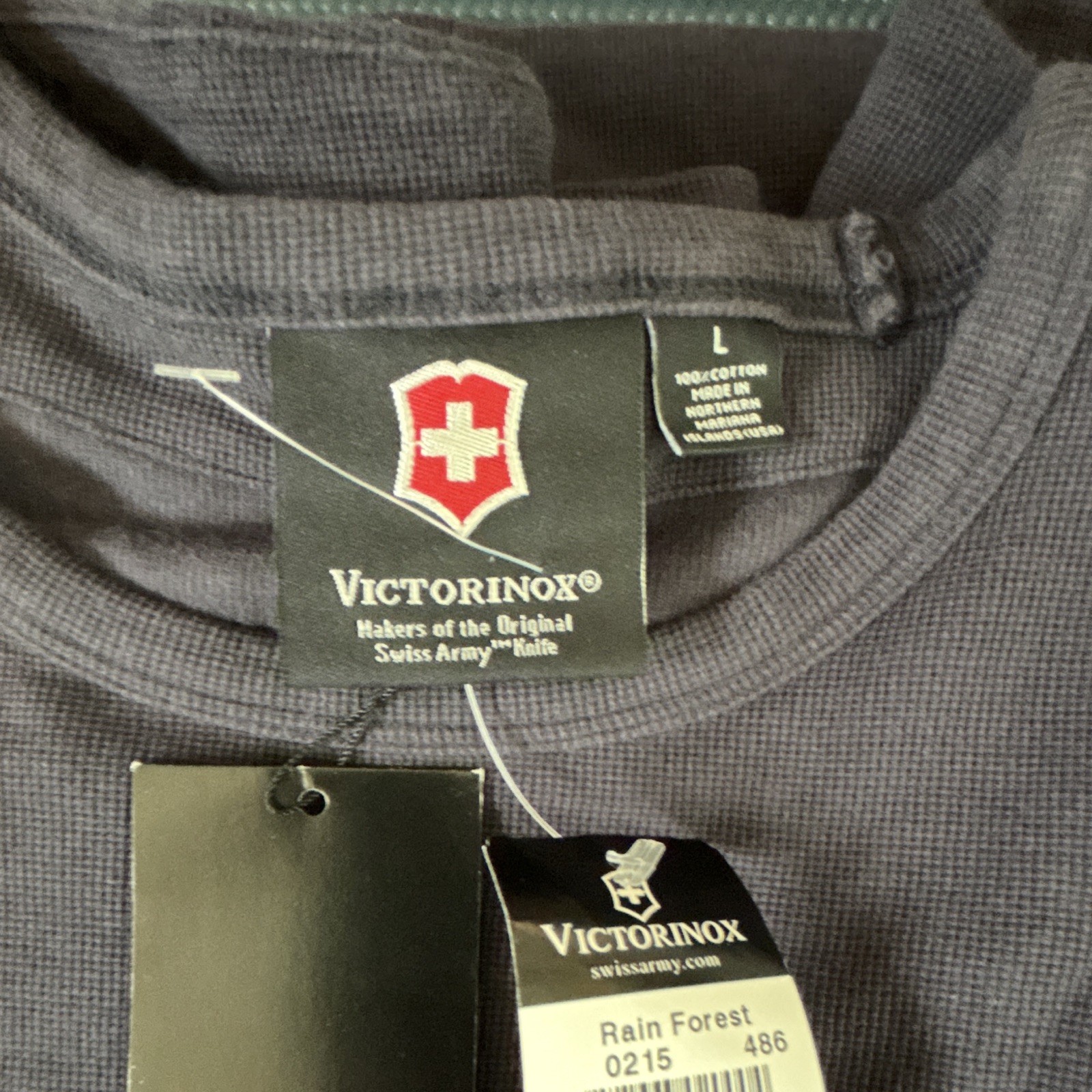 Victorinox Men’s Crew Neck Pullover Sweater Knit Cotton Solid Blue Size L