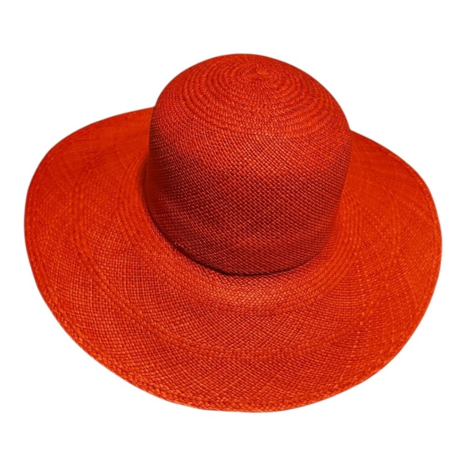 Greenpacha Panama Hat Medium Red Wide Brim 100% Toquilla Straw Handmade