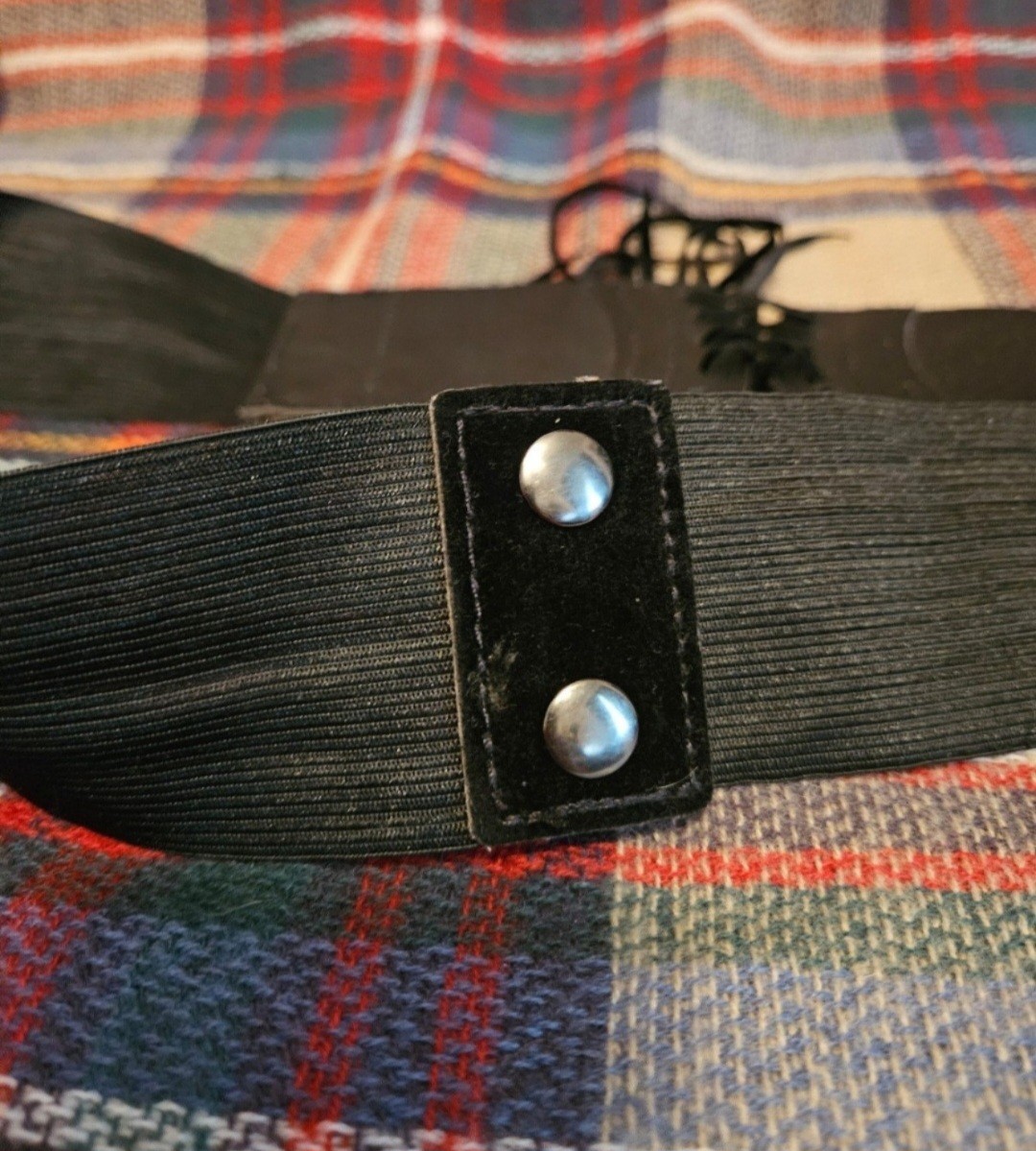 Black Velour Lace-Up Snap Closure Belt, Size XXL