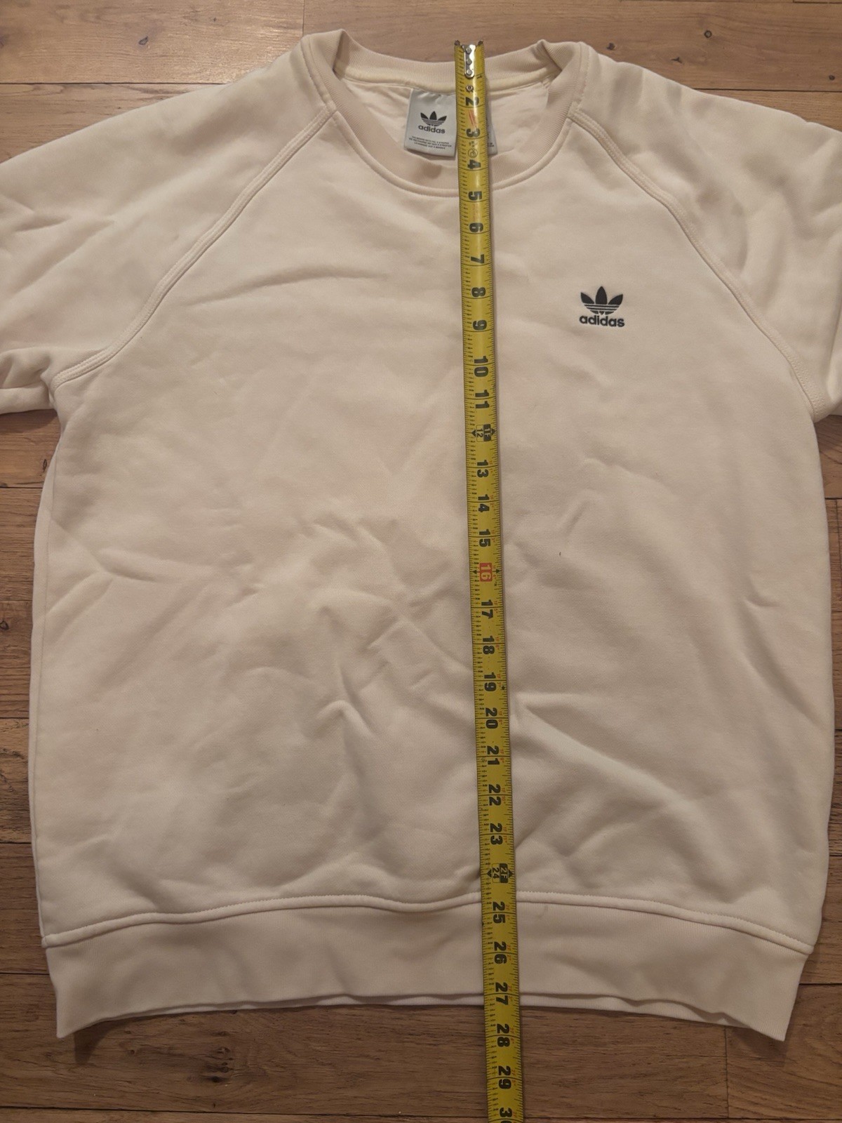 adidas Originals Trefoil Logo Crewneck Pullover Fleece Cotton Beige Mens M