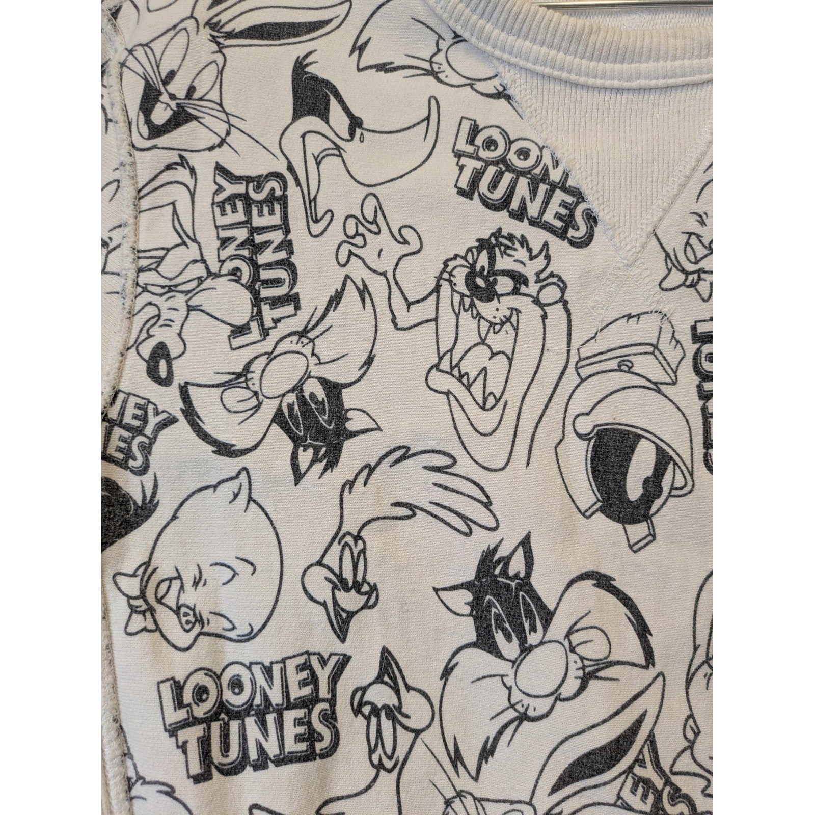 Champion Todd Snyder Sweatshirt Men’s Small Cream Looney Tunes All Over Print