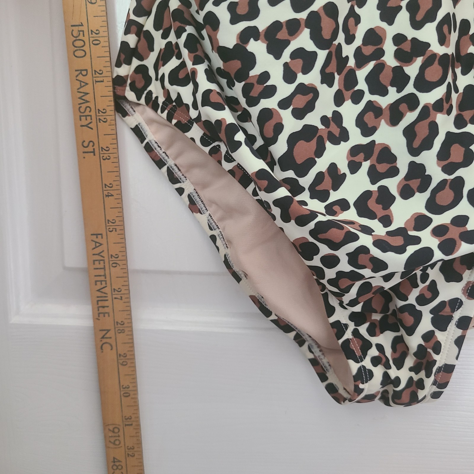 Kona Sol Leopard Print Shirred One Piece Swim Suit Sz XL Black Cream Resort New