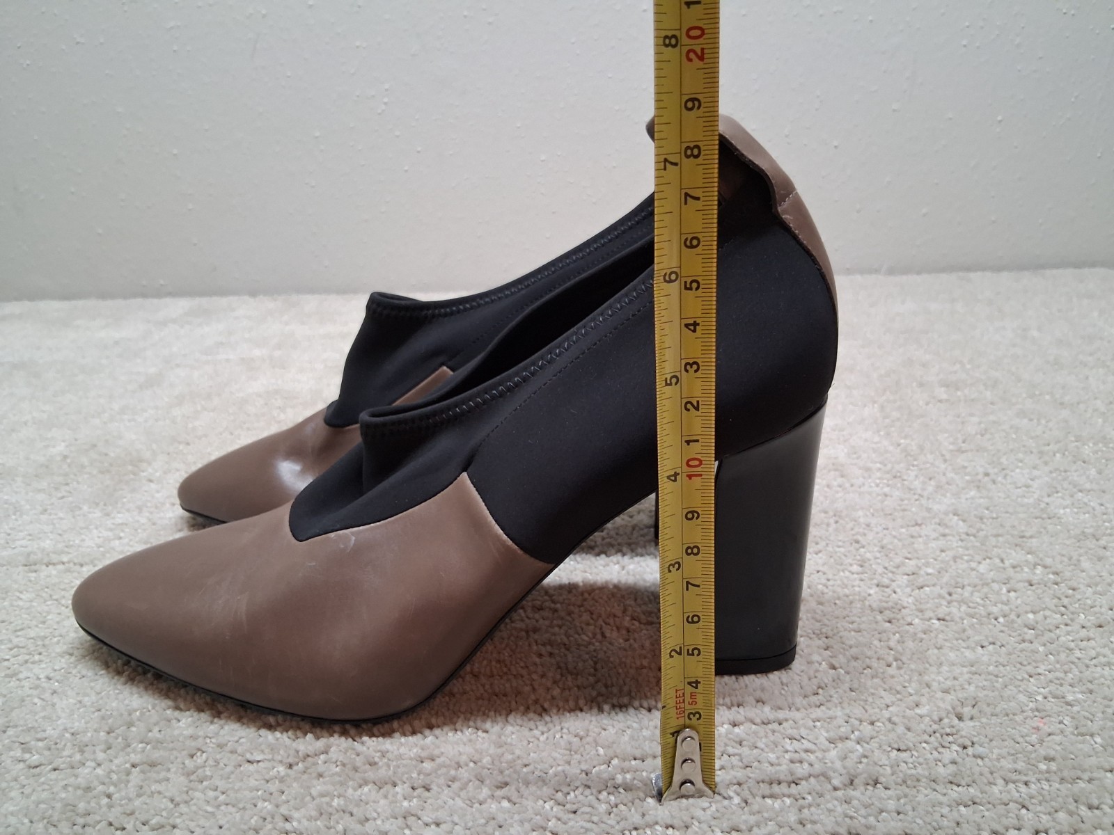 Via Spiga Heels Womens US 11M EUR 38 Tan Leather And Black Fabric ITALY