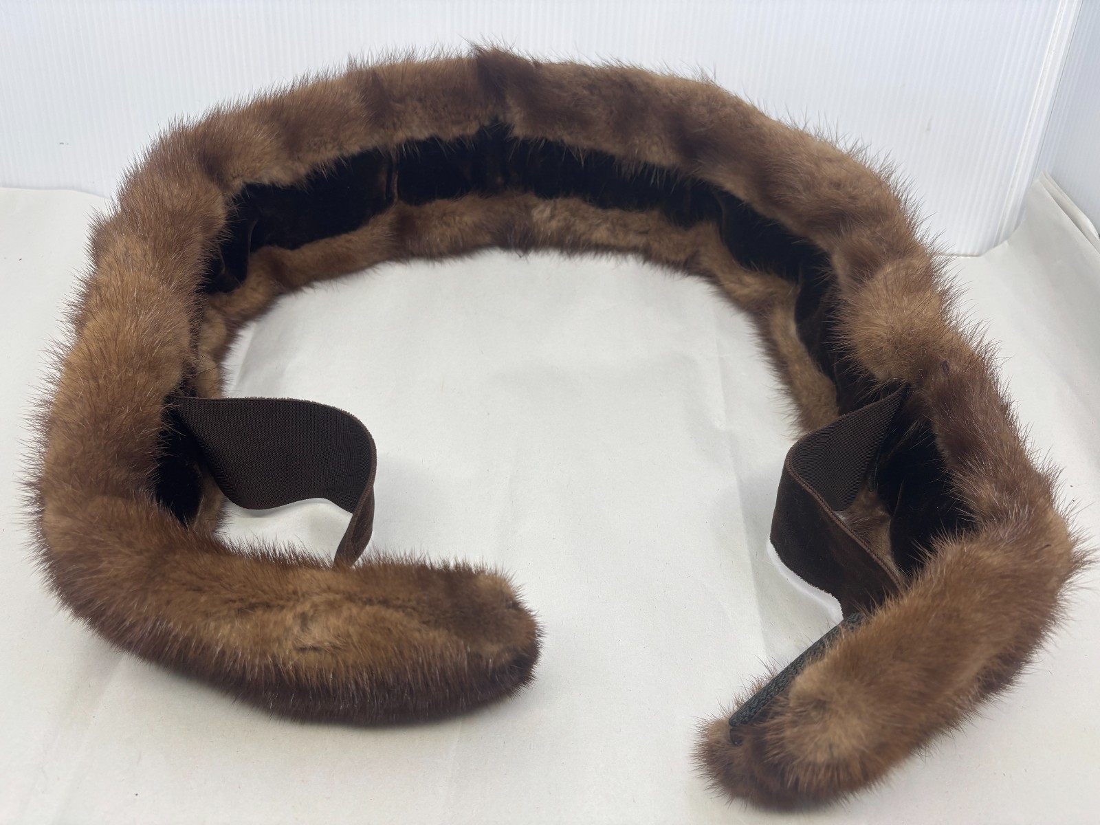 Real Mink Fur Collar with Pin Clips on Each End Approximately 40 inches Length