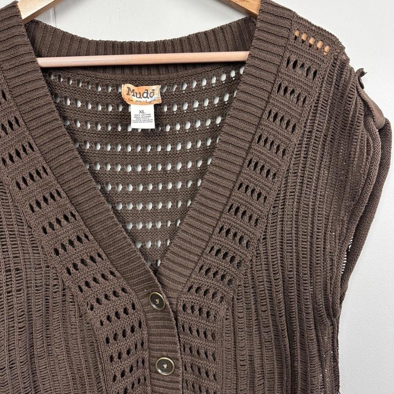Mudd y2k vintage brown knit cardigan vest women’s Size XL