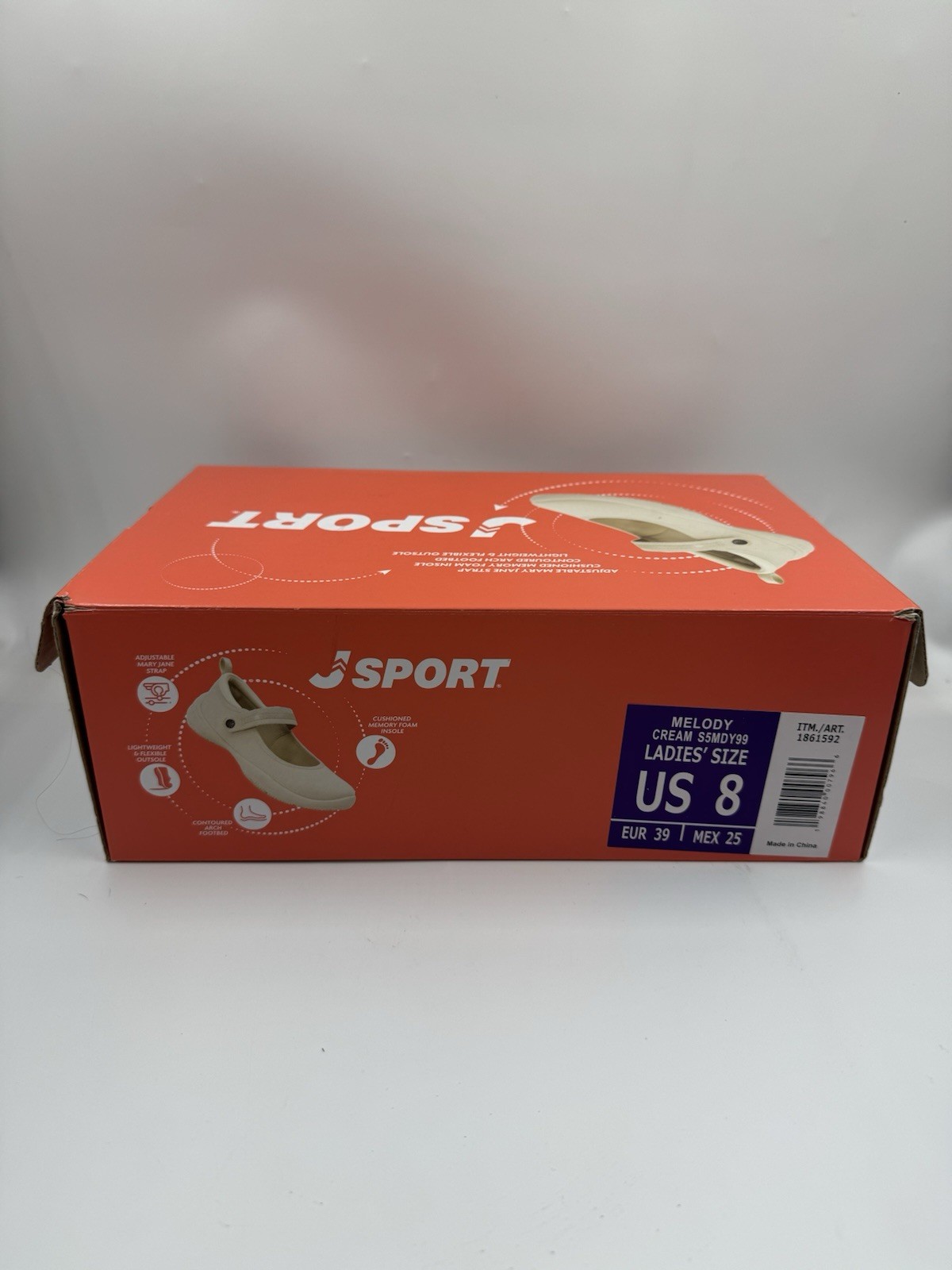 Jsport Womens Shoes Beige Mary Jane Memory Foam Contoured Arch Lightweight 8