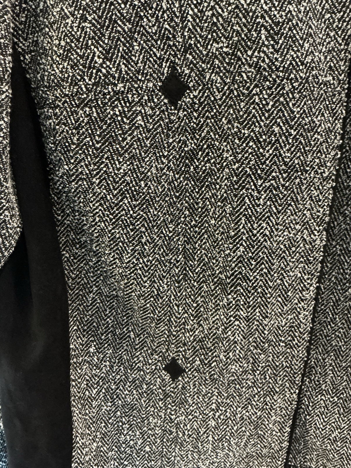 Vintage Petite Perceptions Irene B Black White Herringbone Open Front Blazer