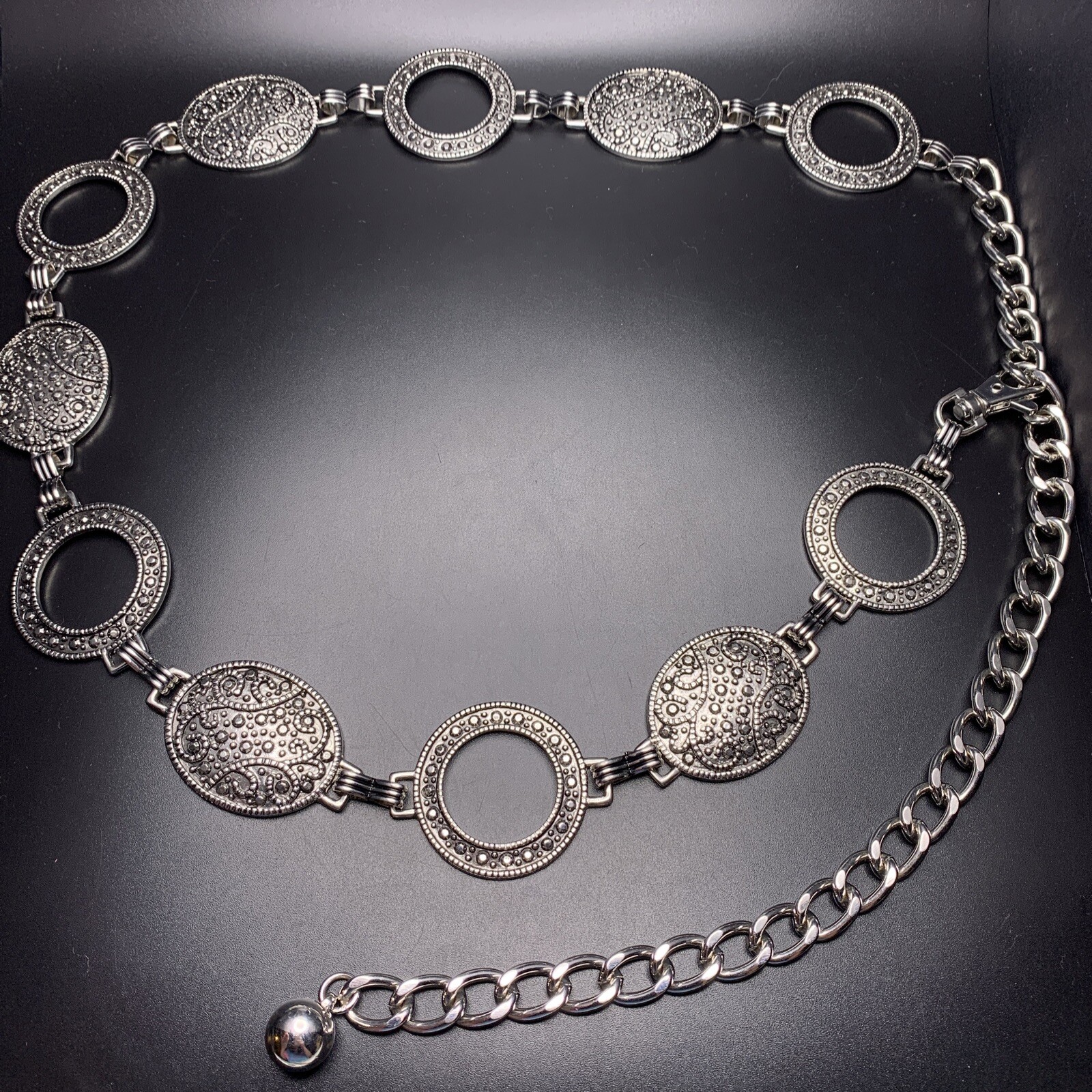 Silver Tone Belt Textured Adjustable 32 33 34 35 36 37 38 39 40 41 42 Inch