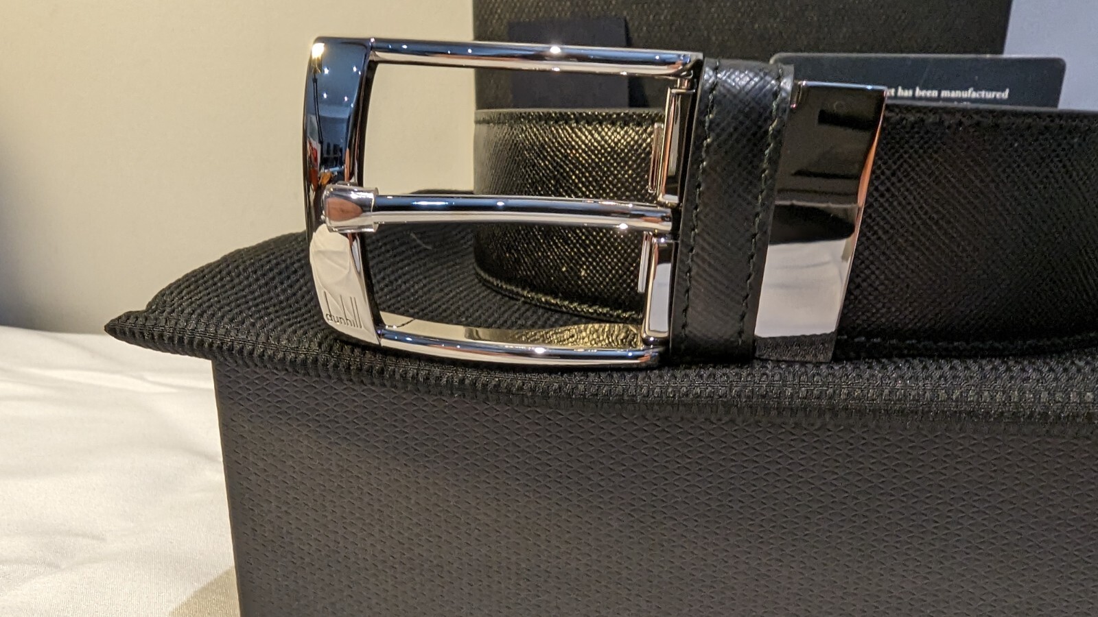 DUNHILL CADOGAN & SMOOTH LEATHER BELT WITH LEATHER KEEPER 35MM-SIZE UP TO 42