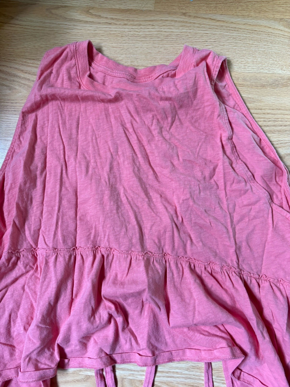 American Eagle Pink Solid Tabk Top XL Square Neck Sleeveless Tie Straps