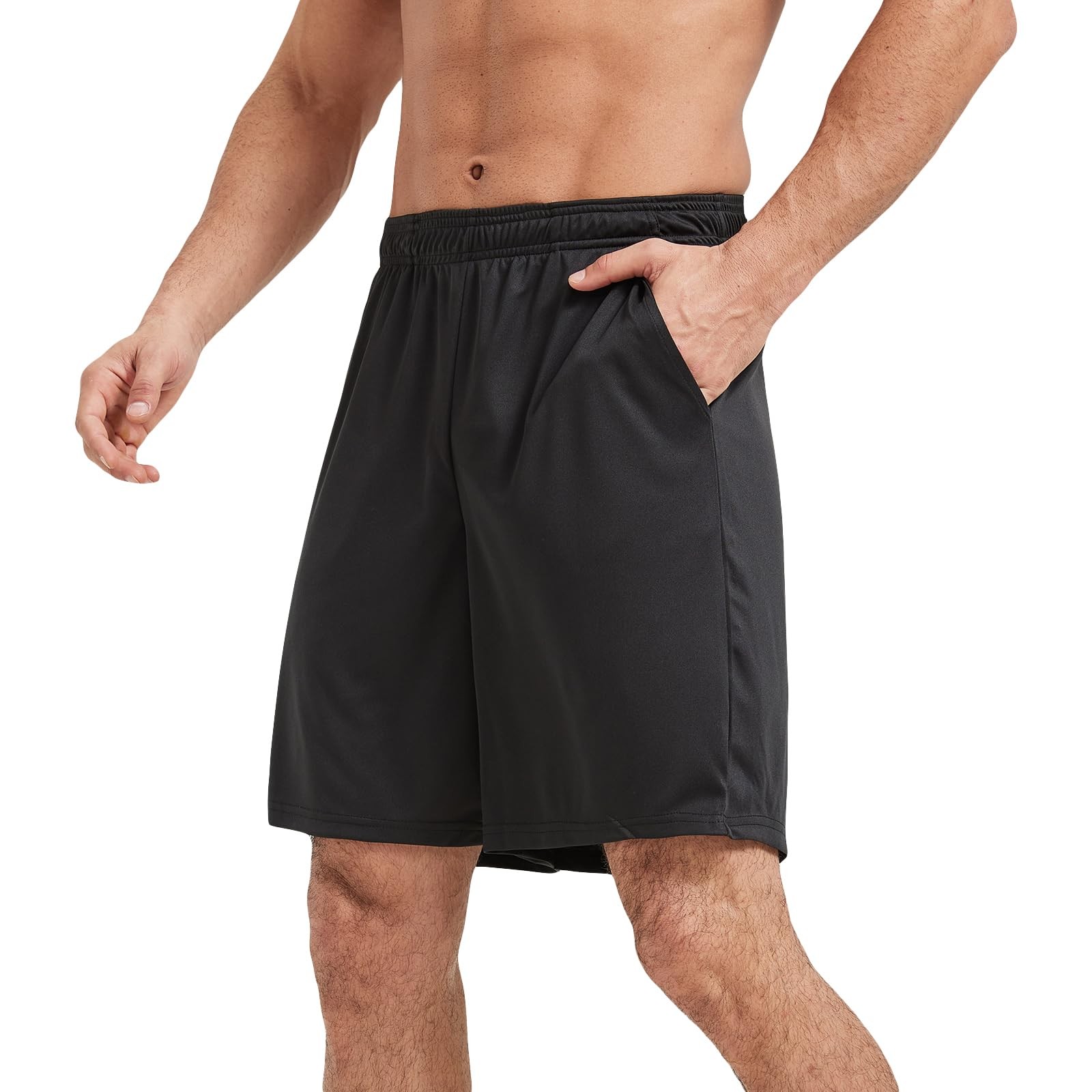 AKAWOOKO 5 Pack Men’s Athletic Gym Shorts with Pockets Quick Dry Large, Set 1