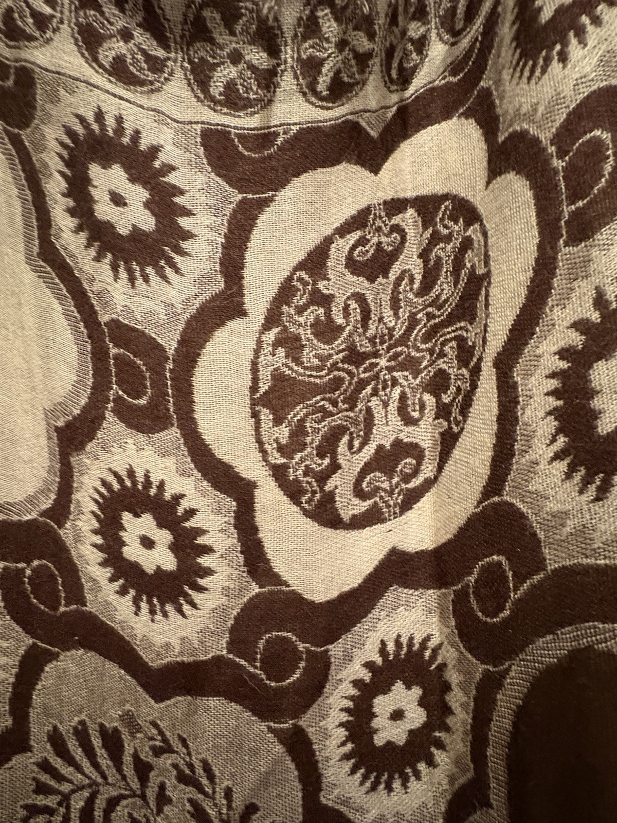 100% Pashmina Scarf Wrap Shawl – About 26.5” X 74” – Brown/Tan/Cream Swirl