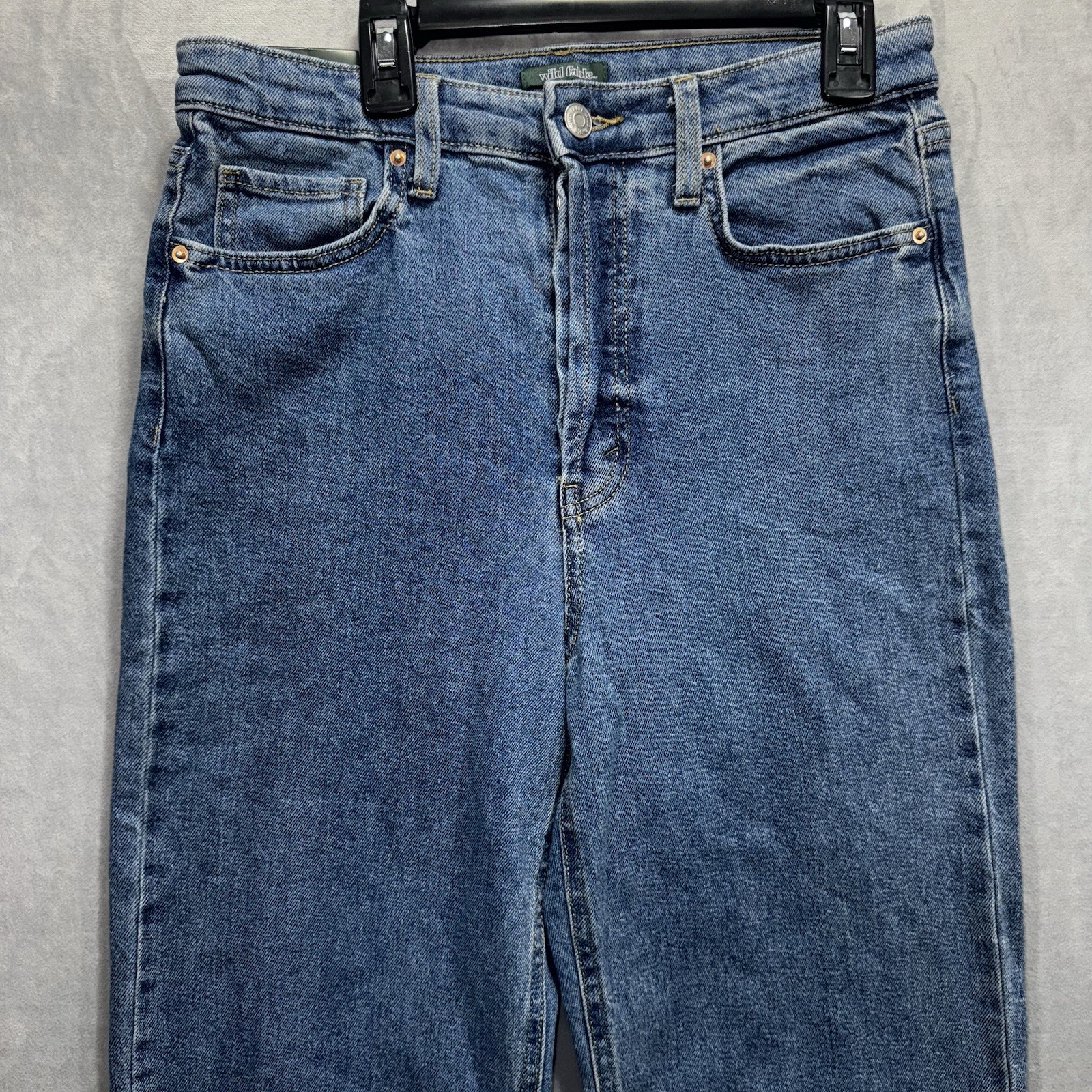 Wild Fable Highest Rise Straight Jeans Sz 6 Blue 5-Pocket Button Fly Medium Wash