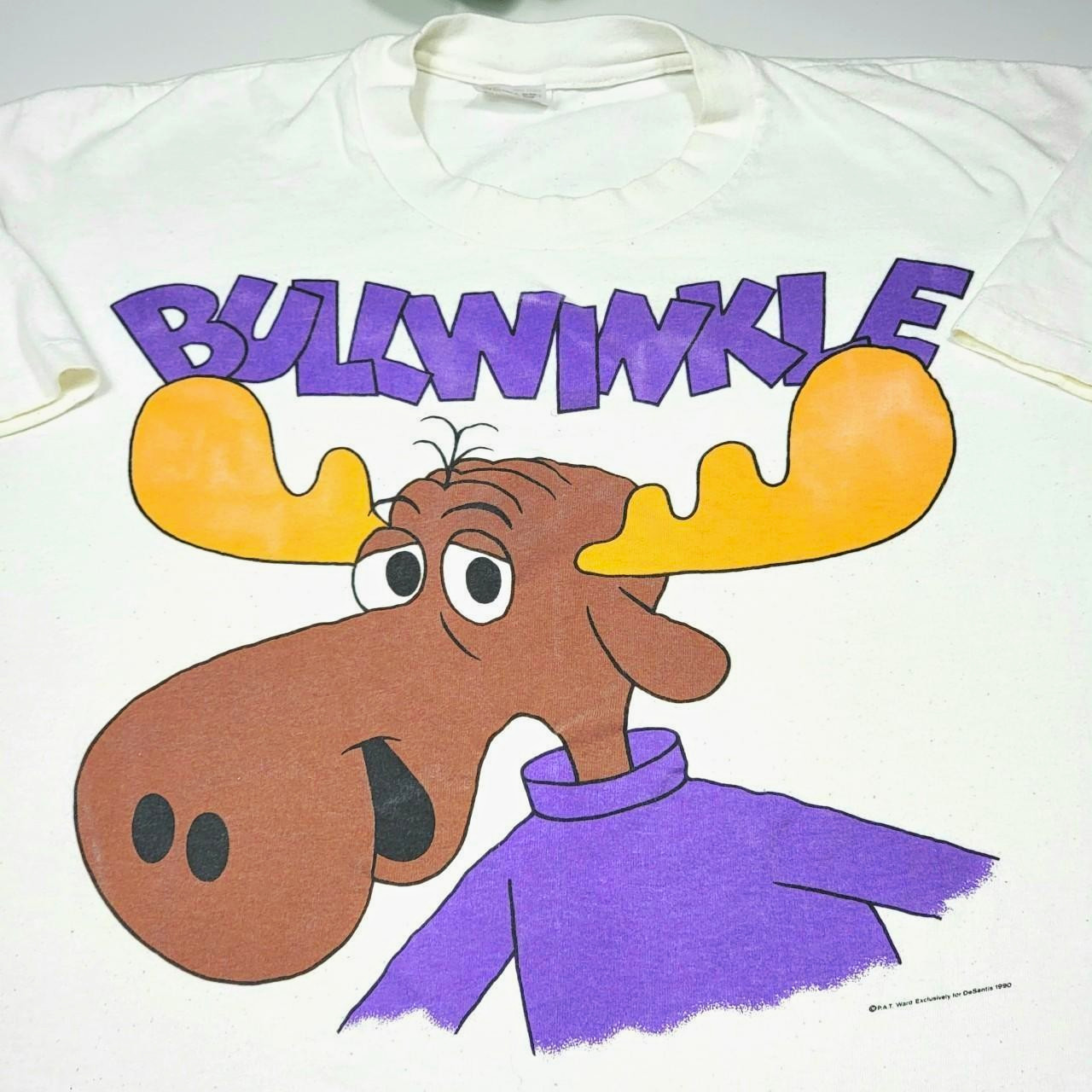 Vintage 90s Bullwinkle Graphic Tee White XL Short Sleeve Steadman Cotton 1990s