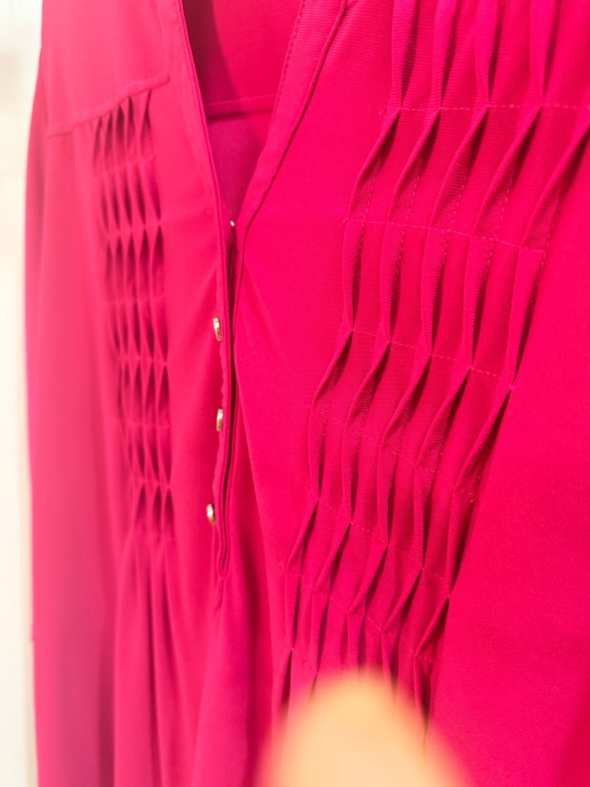 Avenue Womens 18/20 Pink Pintuck Tunic Top Roll Tab Sleeves Stretch Knit Plus Si