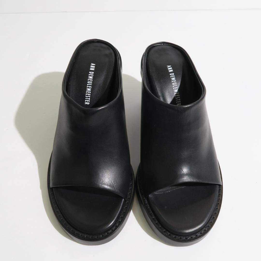 Ann Demeulemeester Clara Slide Sandals Black Leather Women’s 38 UNUSED